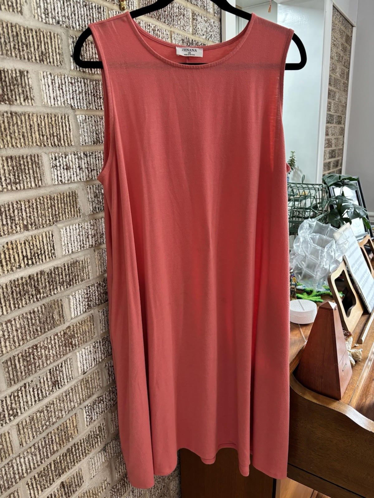Zenana Plus Size 1X Coral Maxi Dress With Side POCKETS NWT