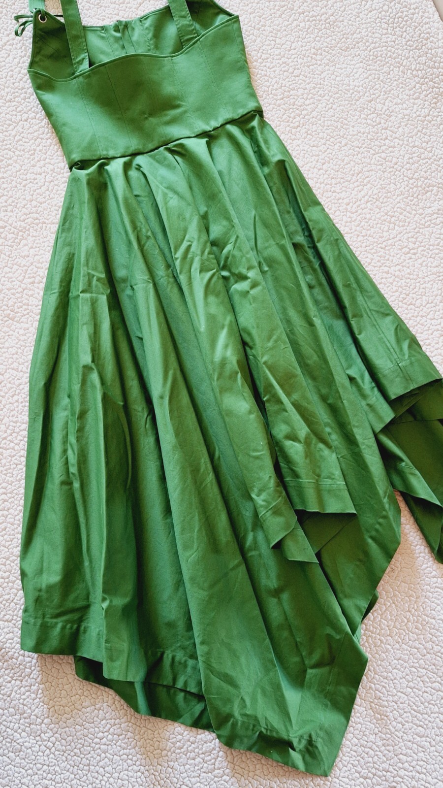 MONSE Laced Front Asymmetric Stretch Cotton Midi Dress Green Sz 10 Org $1,290
