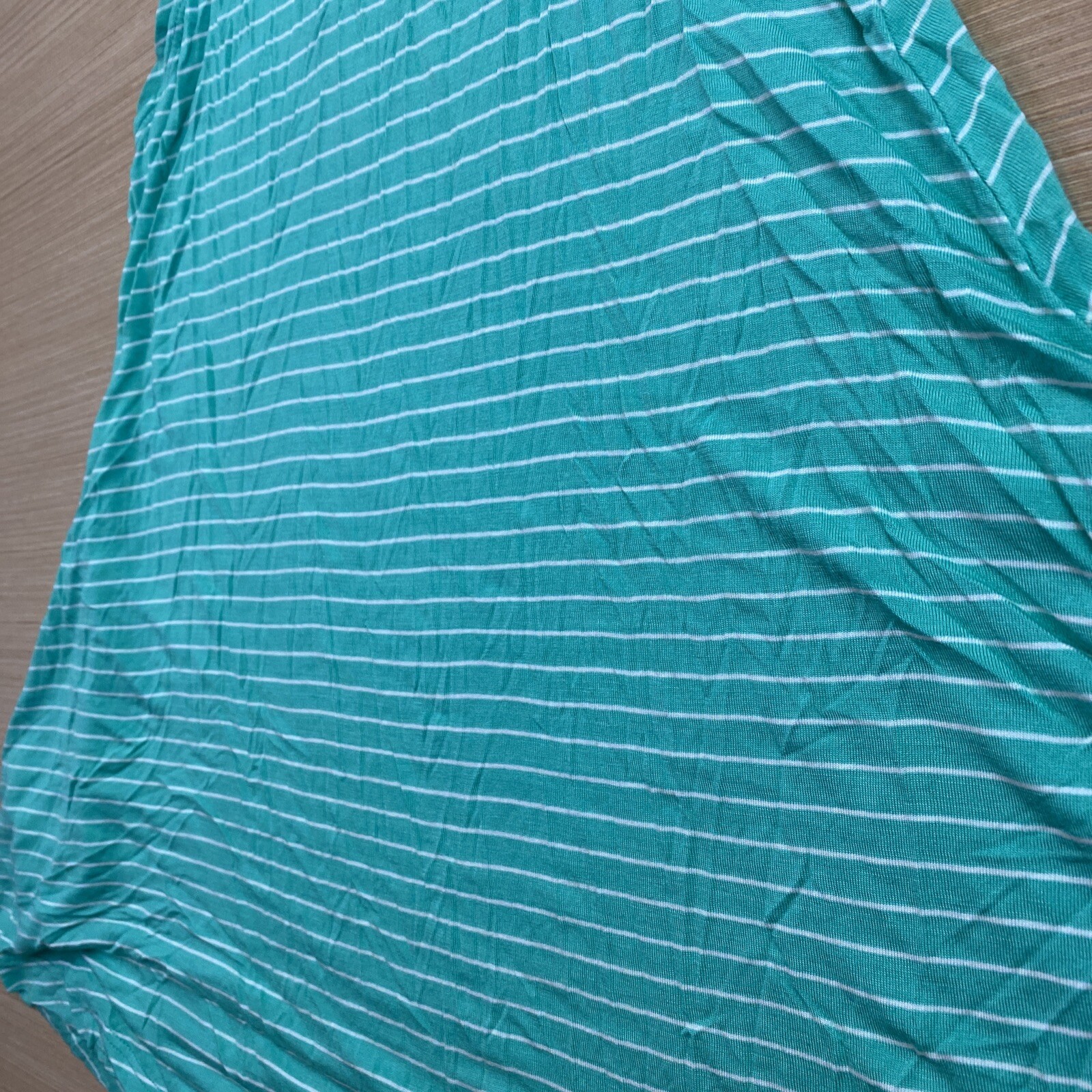 Lagaci Womens Juniors Small Green White Striped Shirt Dress Top Sleeveless Soft