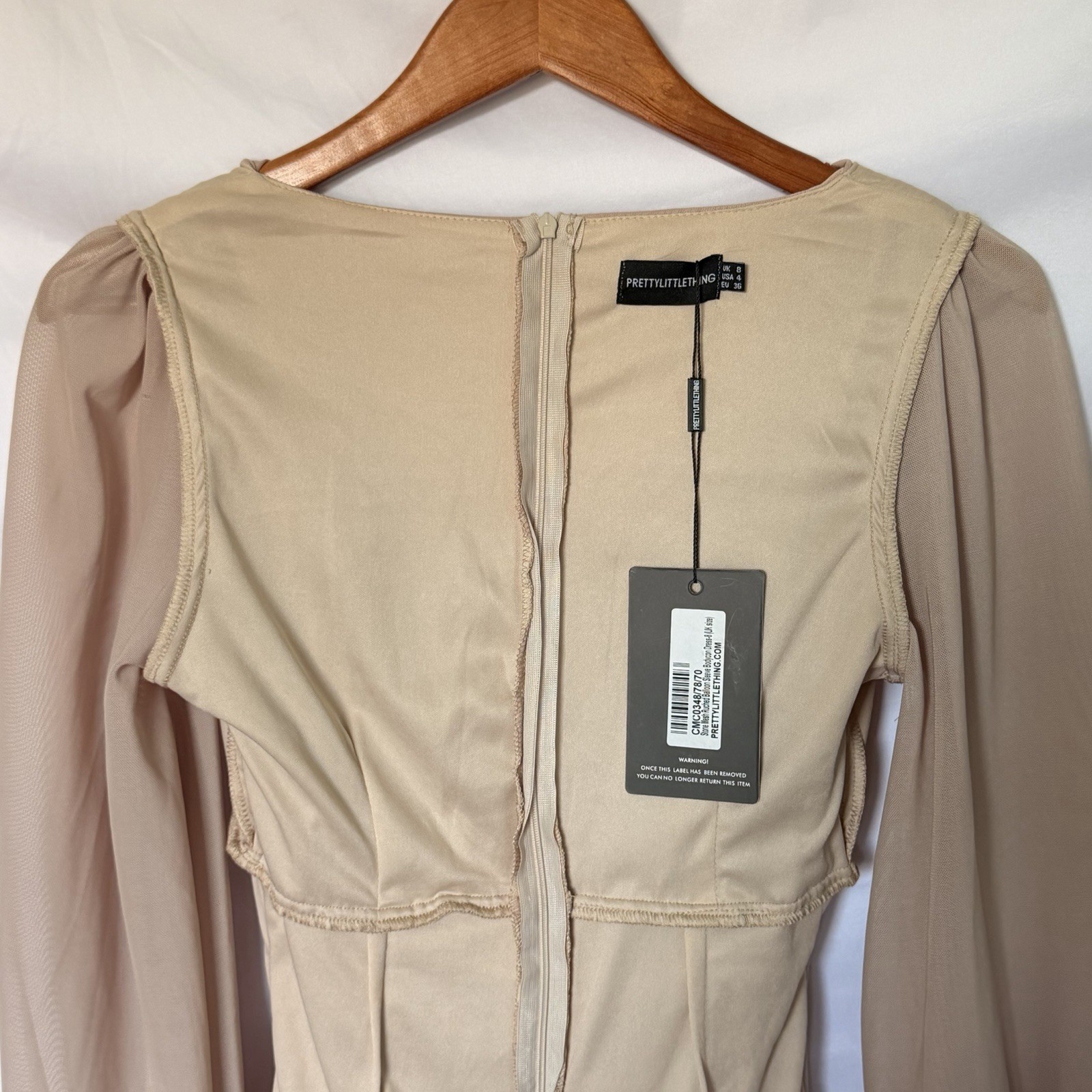 Brand New With Tags PLT Stone Mesh Balloon Sleeve Y2K Mini Bodycon Dress Size 4