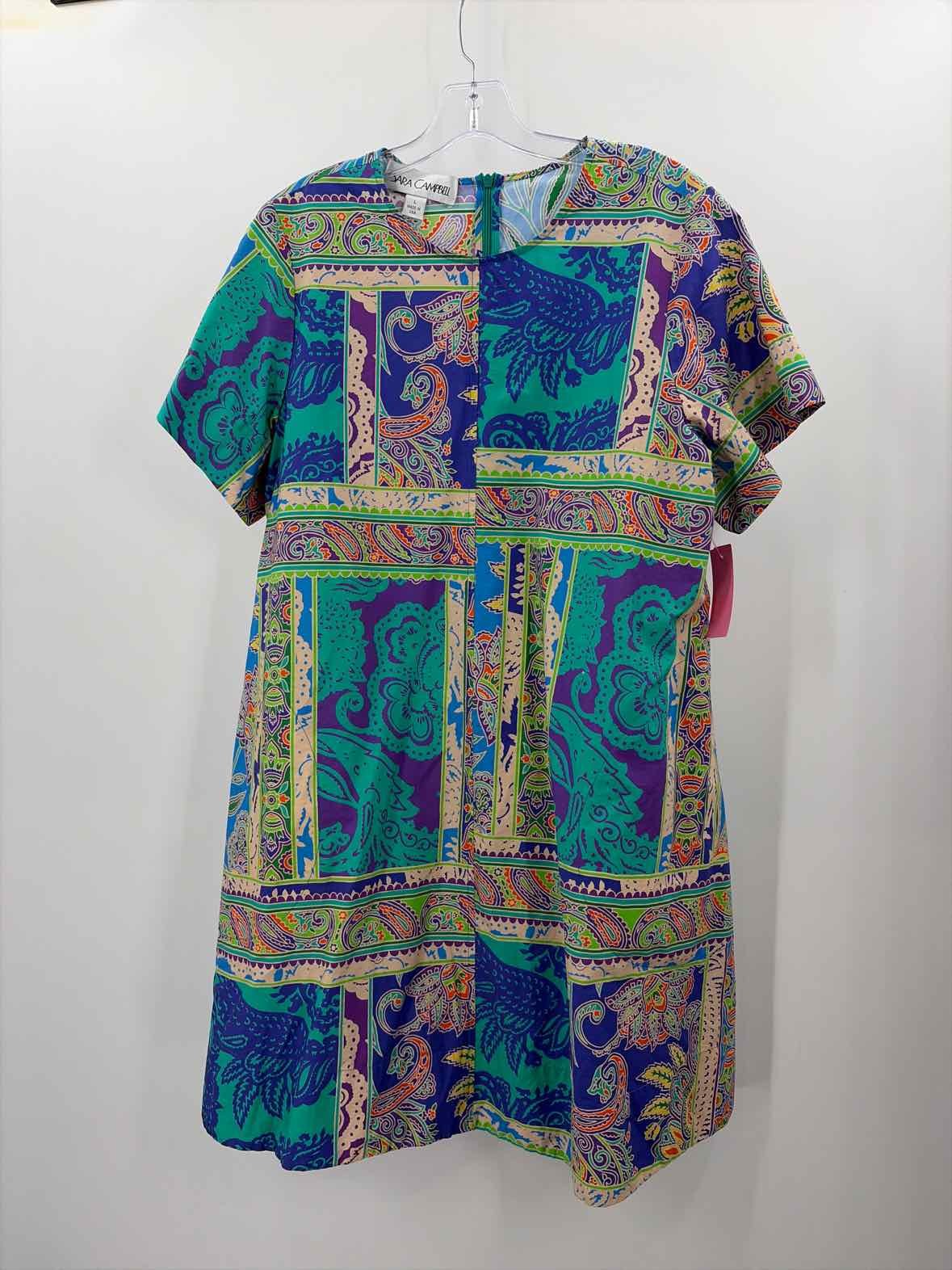 Pre-Owned Sara Campbell Blue Size Large Knee Length Short Sleeve Dress