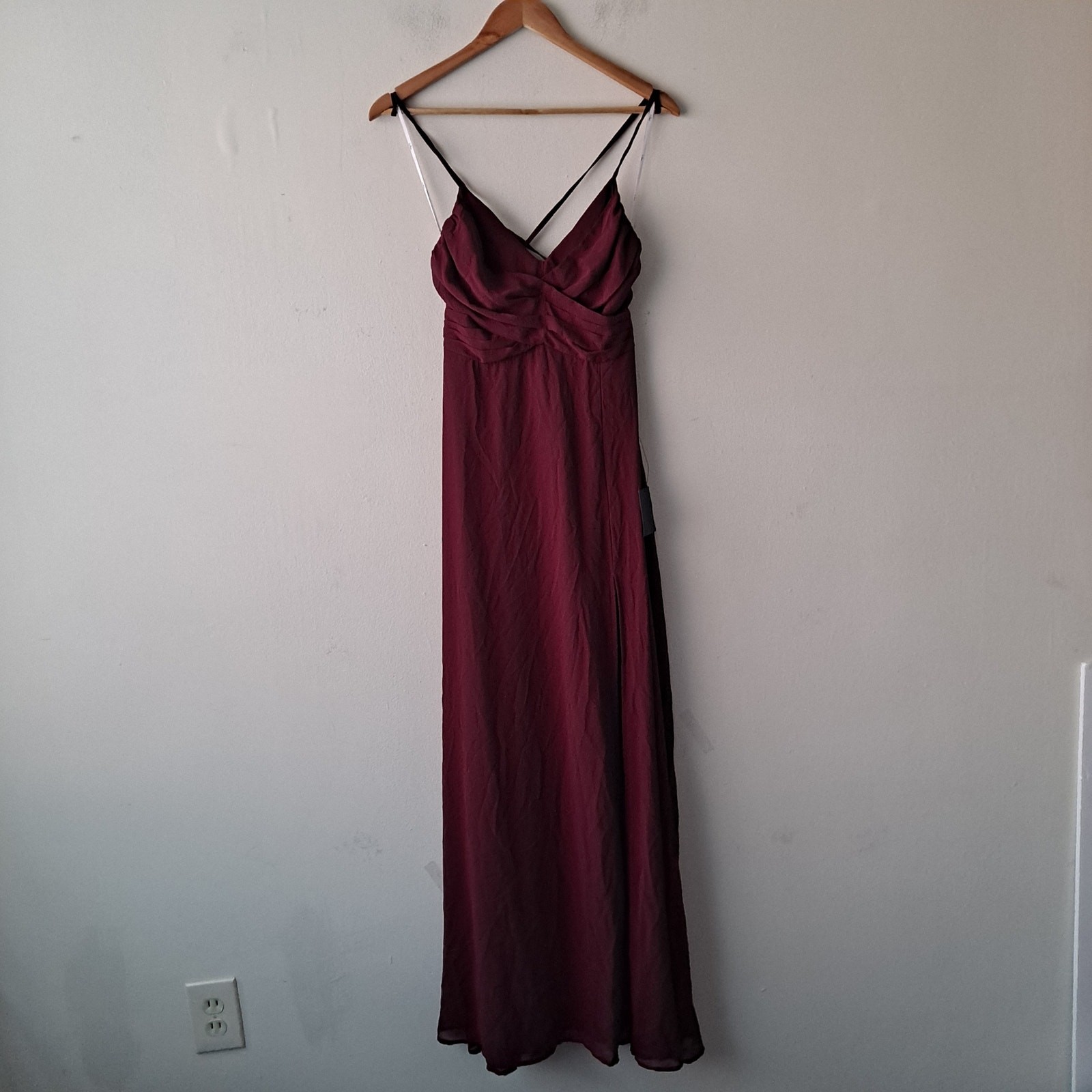 Lulus Event Ready Dress Backless Lace-Up Maxi A-Line Burgundy Women’s Size S
