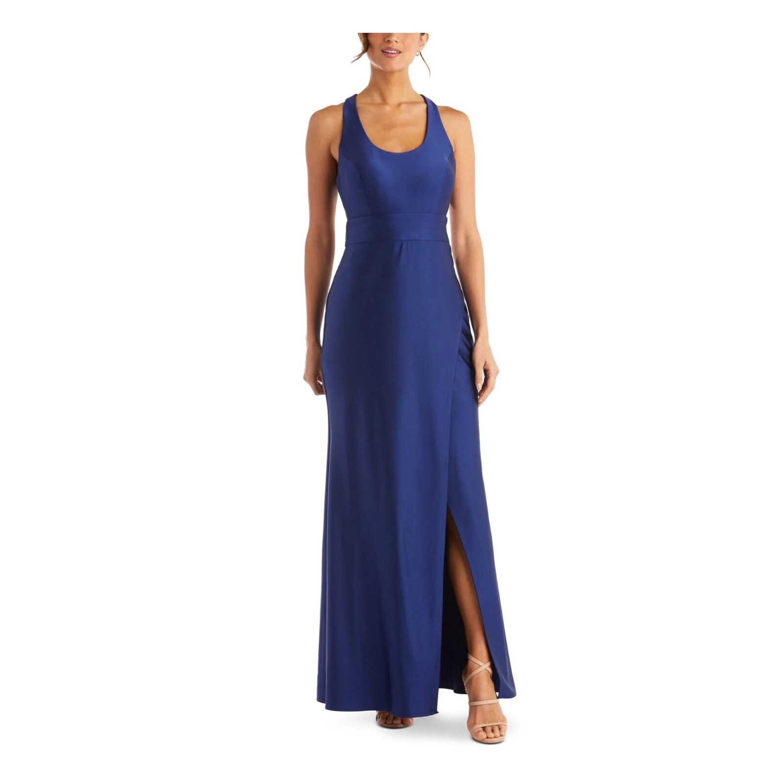 Morgan & Co Womens 3 Twilight Blue Sleeveless Cutout Back Long Dress NWT K43