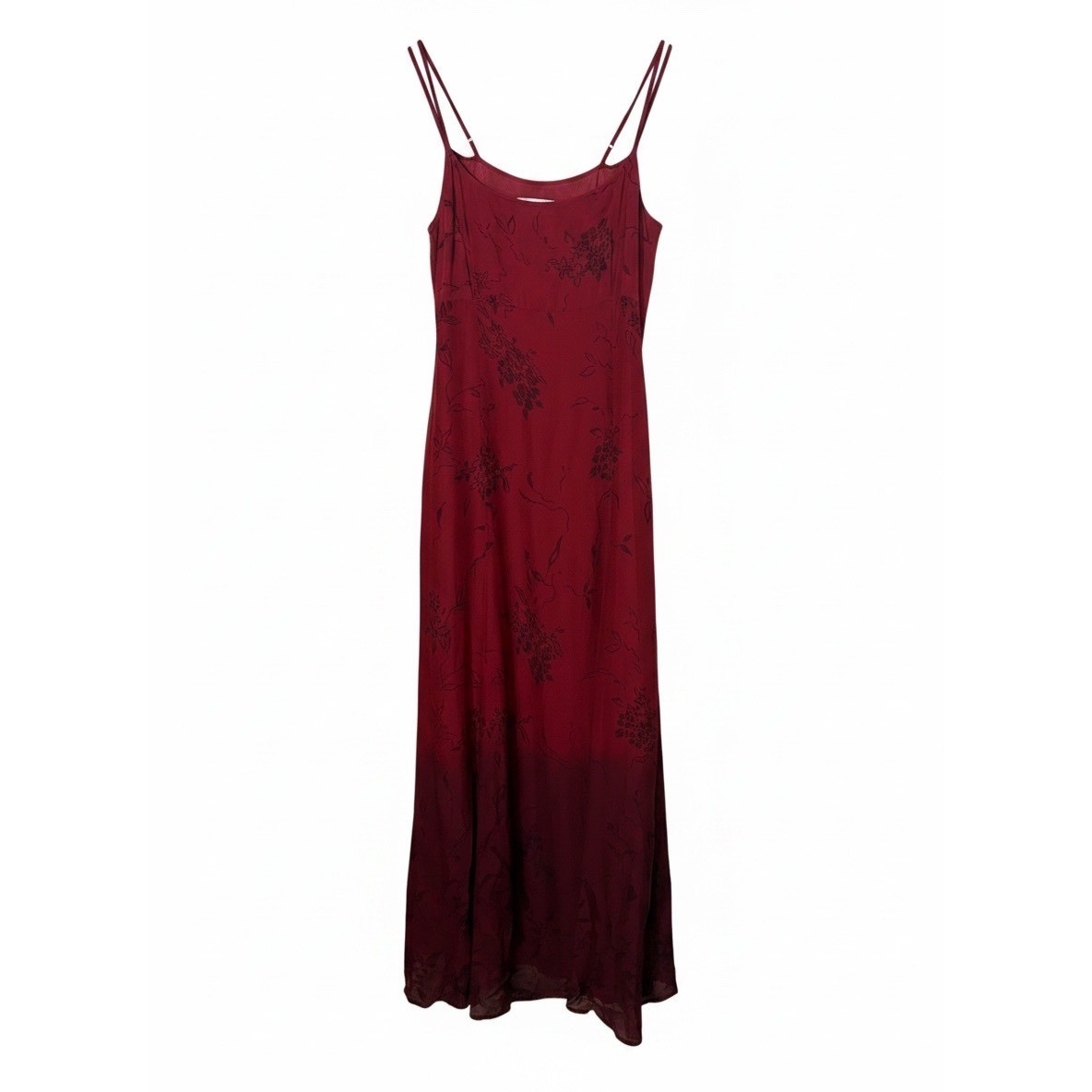 Reflections by Spiegel Red Ombre Floral Maxi Dress Womens 8 Spaghetti Strap
