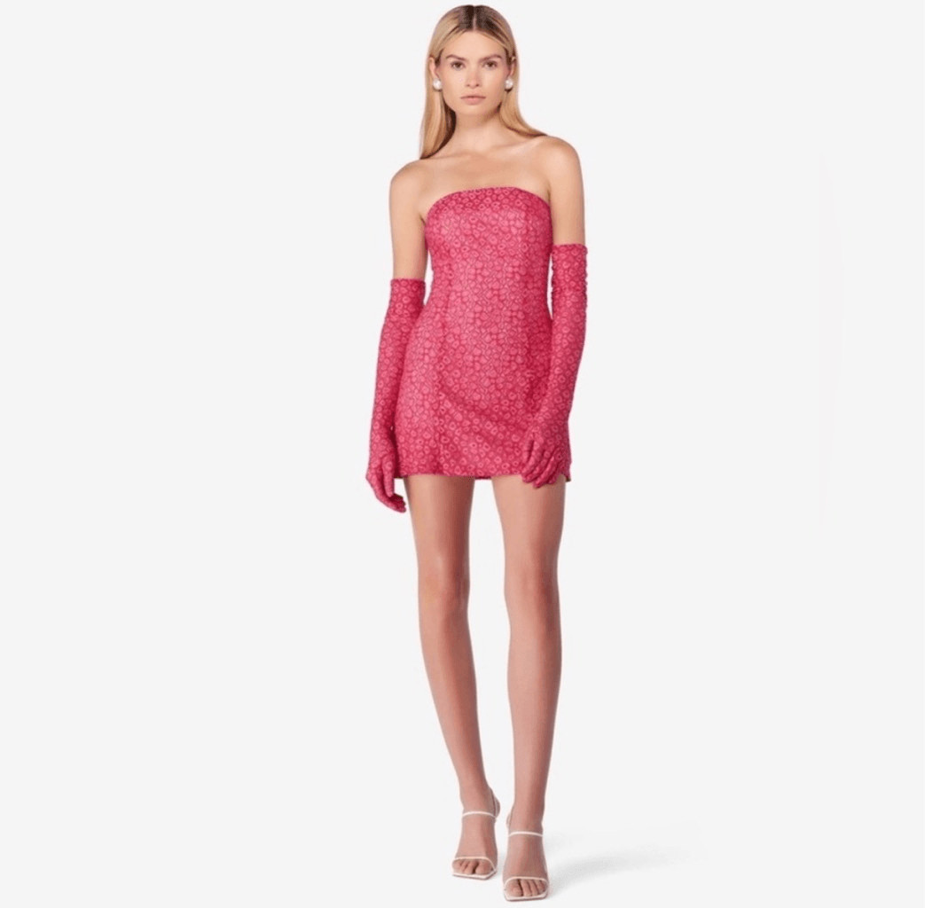 NWOT Miscreants London x Revolve Pink Lace Cupid Mini Dress W/ Gloves UK 6 US 2
