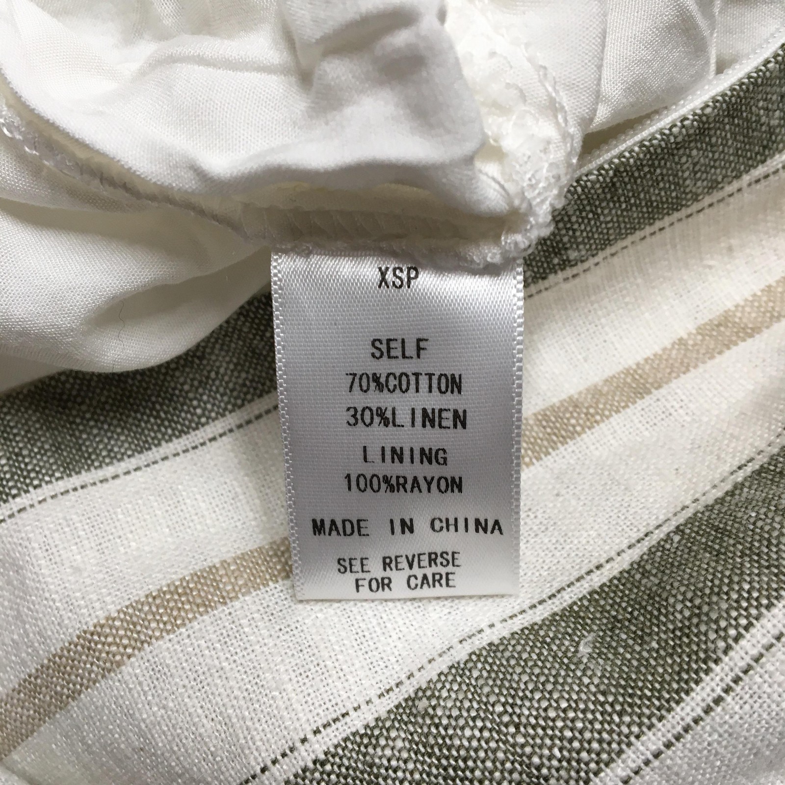 Heatherly Dress Womens XSP Petite White Stripe Linen Button Front Midi Sundress