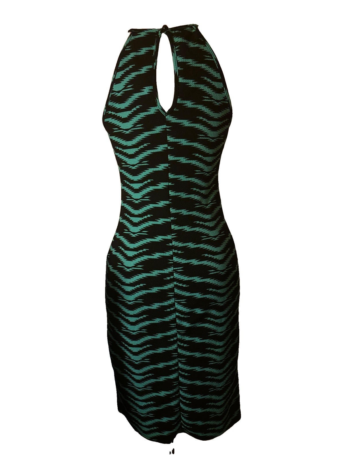 Wild Daisy Teal and Black Pattern Halter Bodycon Dress Size Medium