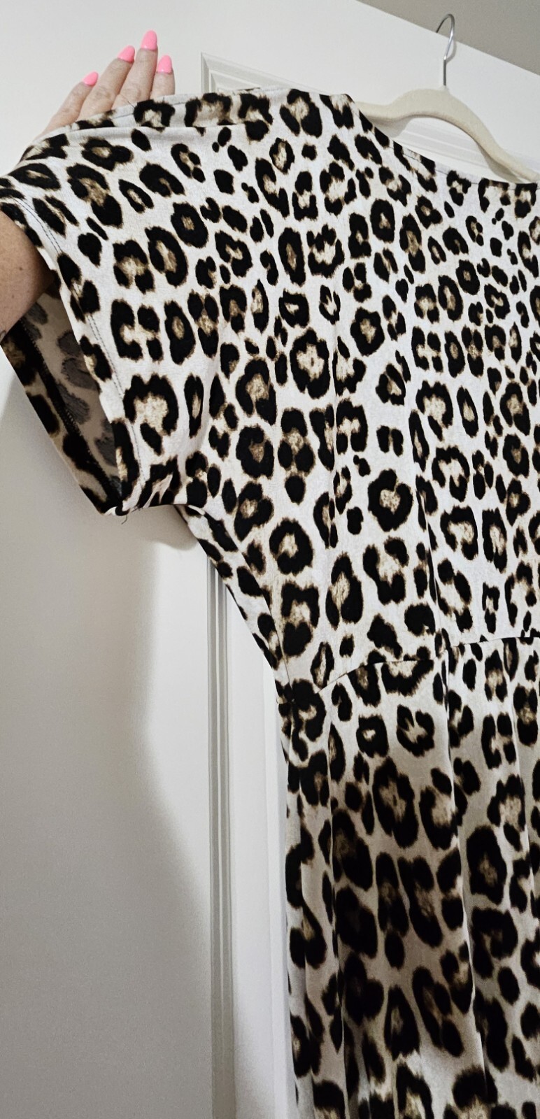 Jennifer Lopez Leopard Ruched Knotted Dress Beige Brown Black Animal Print L