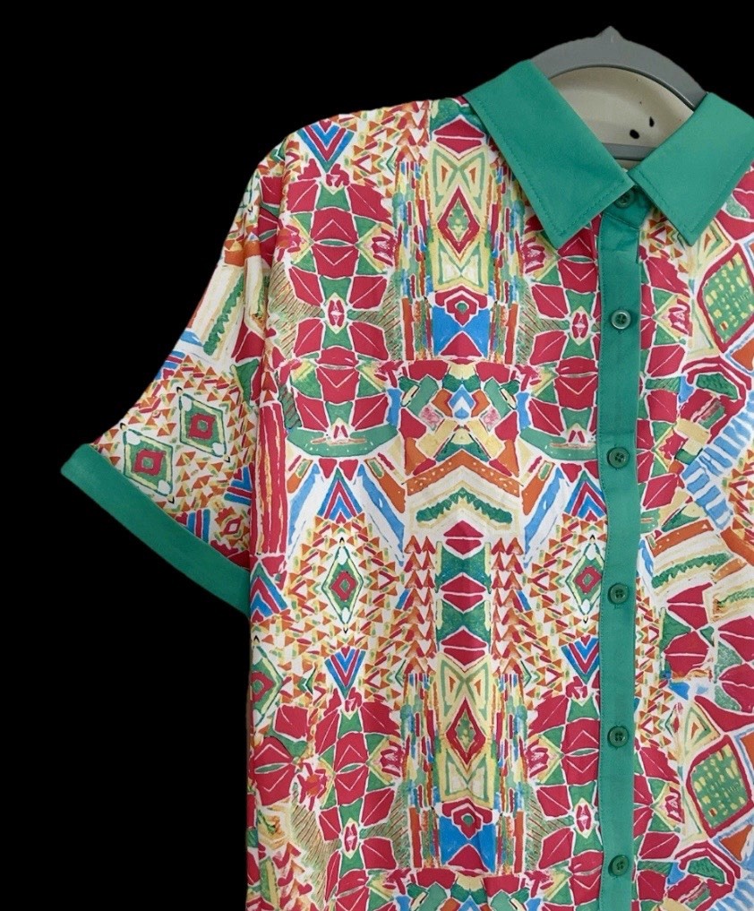 Women’s Dress Straight Button Front Collard Multicolor SEE MEASUREMENTS NWOT