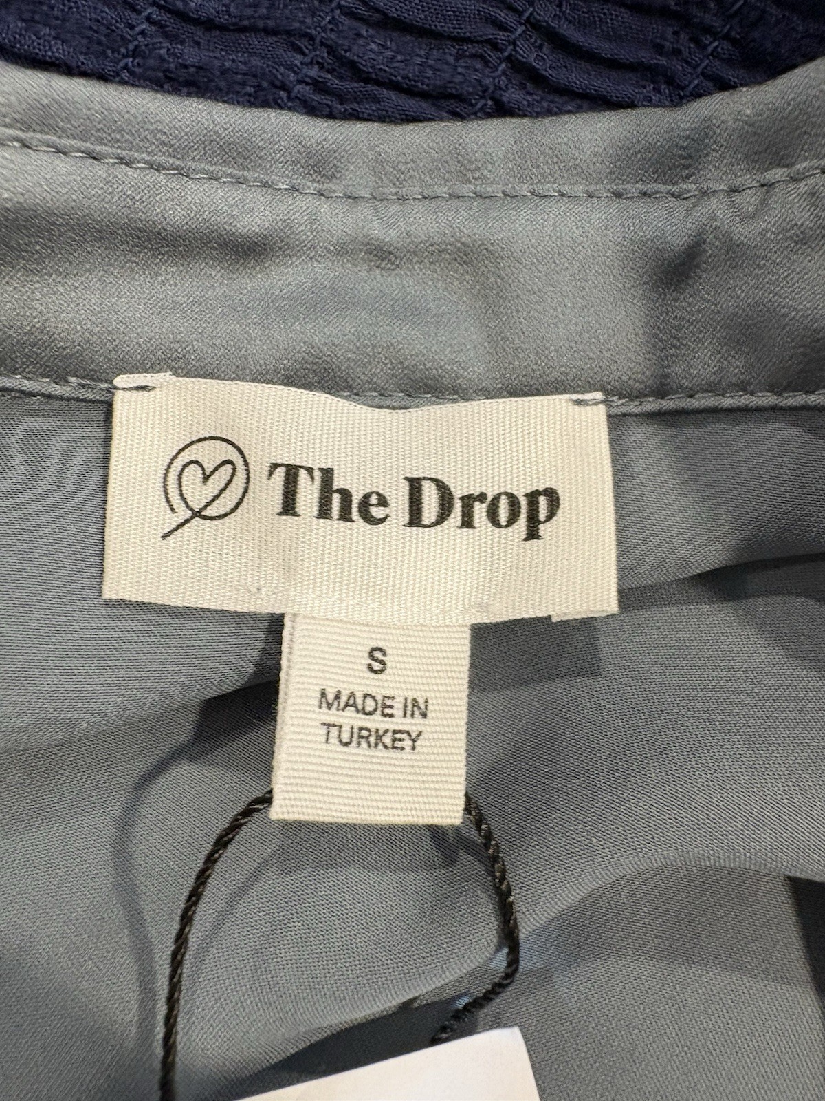NWT The Drop Small Satin Wrap Shirt Dress Blue Gray Long Sleeve Collared
