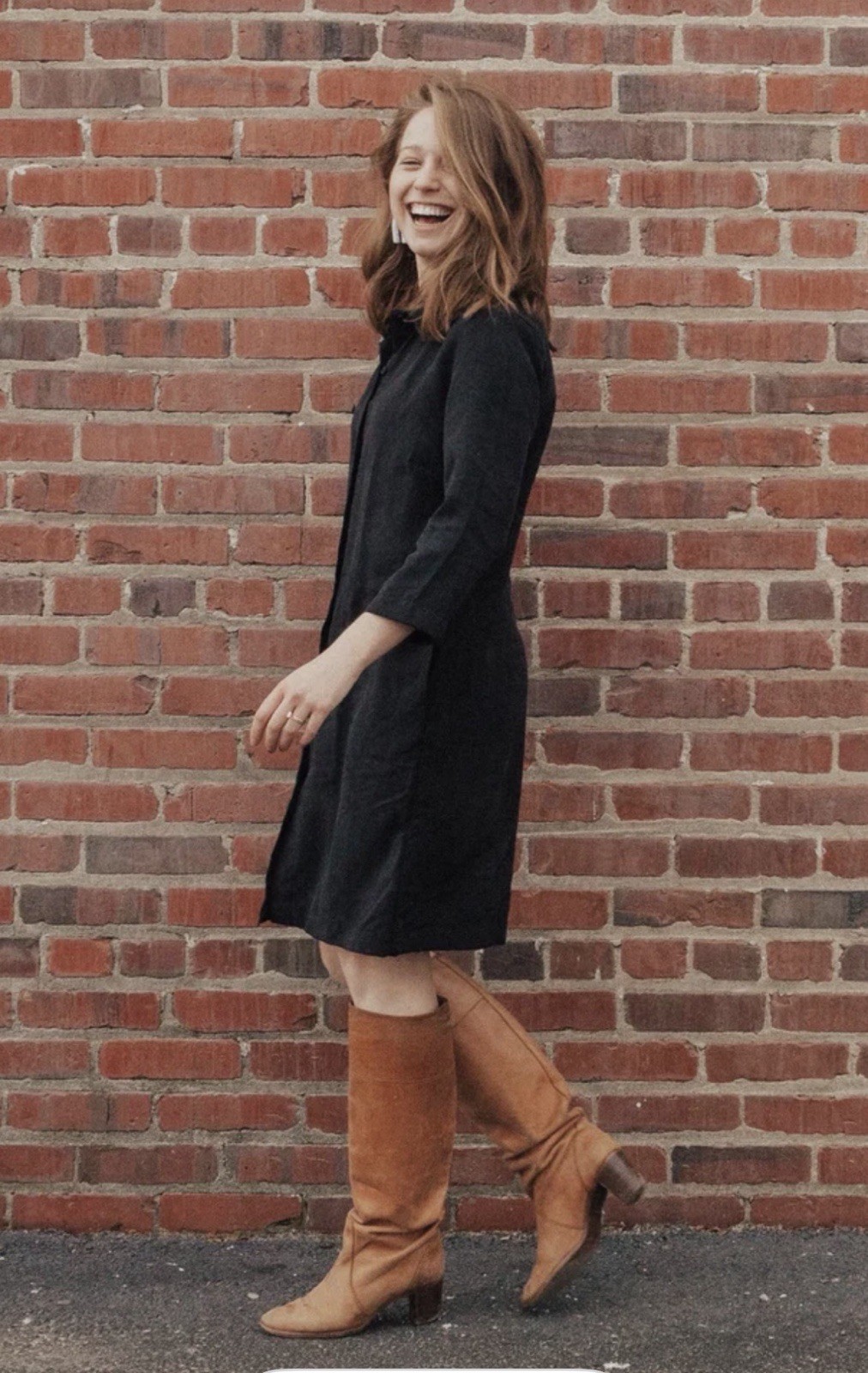 Sotela Remy Black multi-function button down shift dress 100% Tencel Minimalist