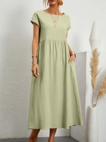 Holiday Sundress Short Sleeve Casual Loose Boho Floral Women Maxi Dress Ladies
