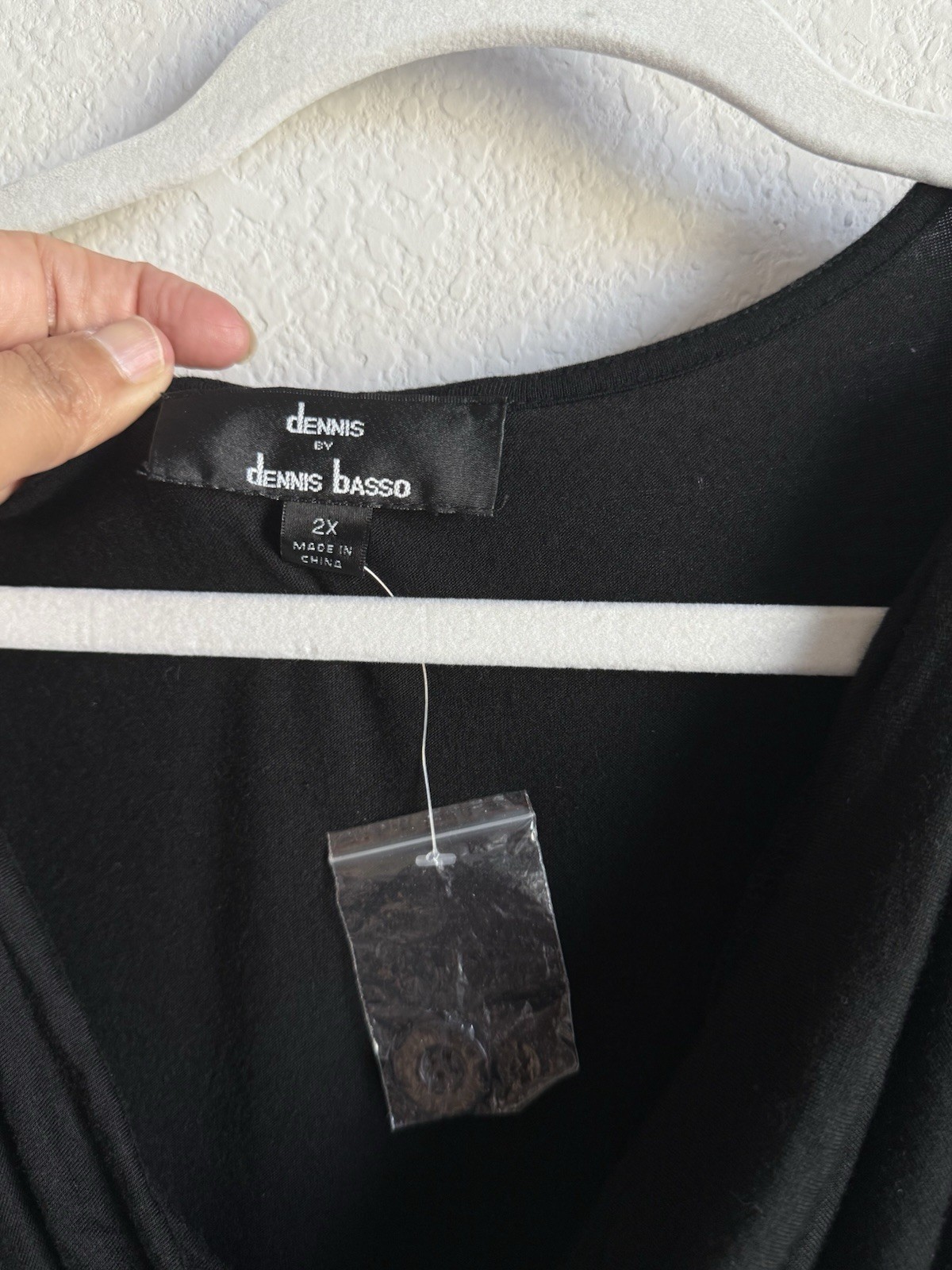 Dennis By Dennis Basso Black Scoop Neck Short Sleeve Button Dress Womens Size 2X