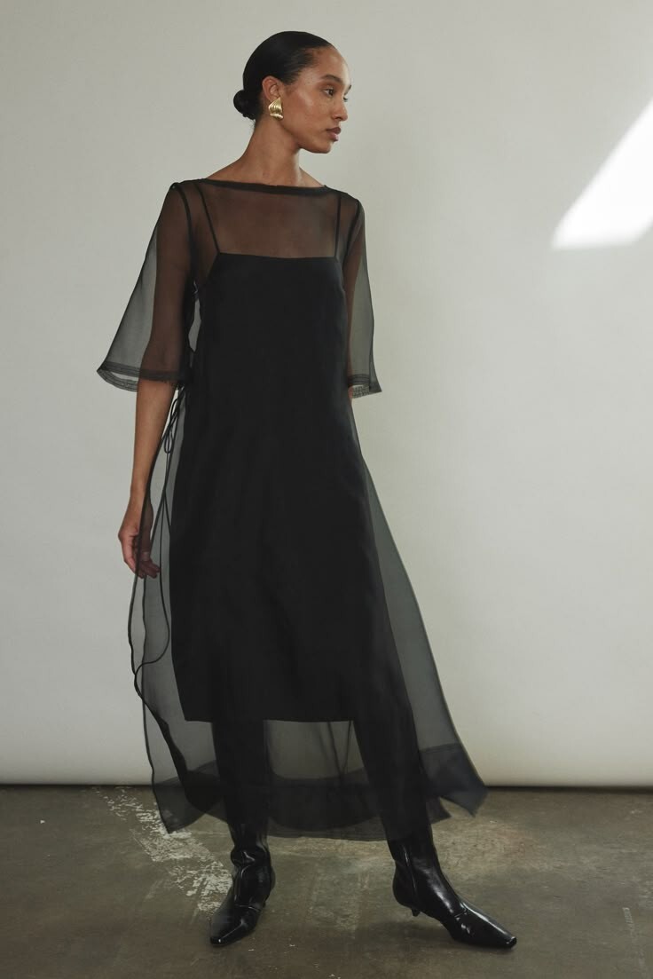 Stylish Black Organza Maxi Dress Perfect Simple &Modern Summer Look