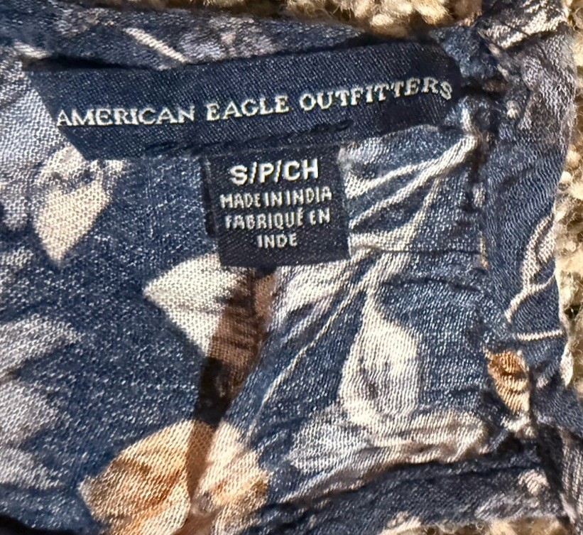 American Eagle Outfitters Floral Mini Dress Sleeveless Blue Beige White S/P