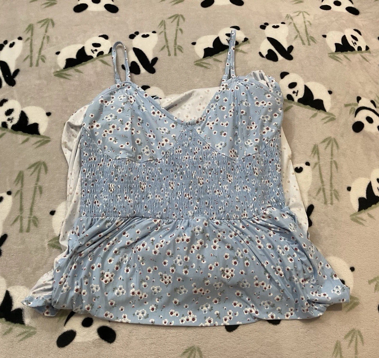 J For Justify Women’s Dress Size XL Blue Floral Ruffle Spaghetti Strap Slit