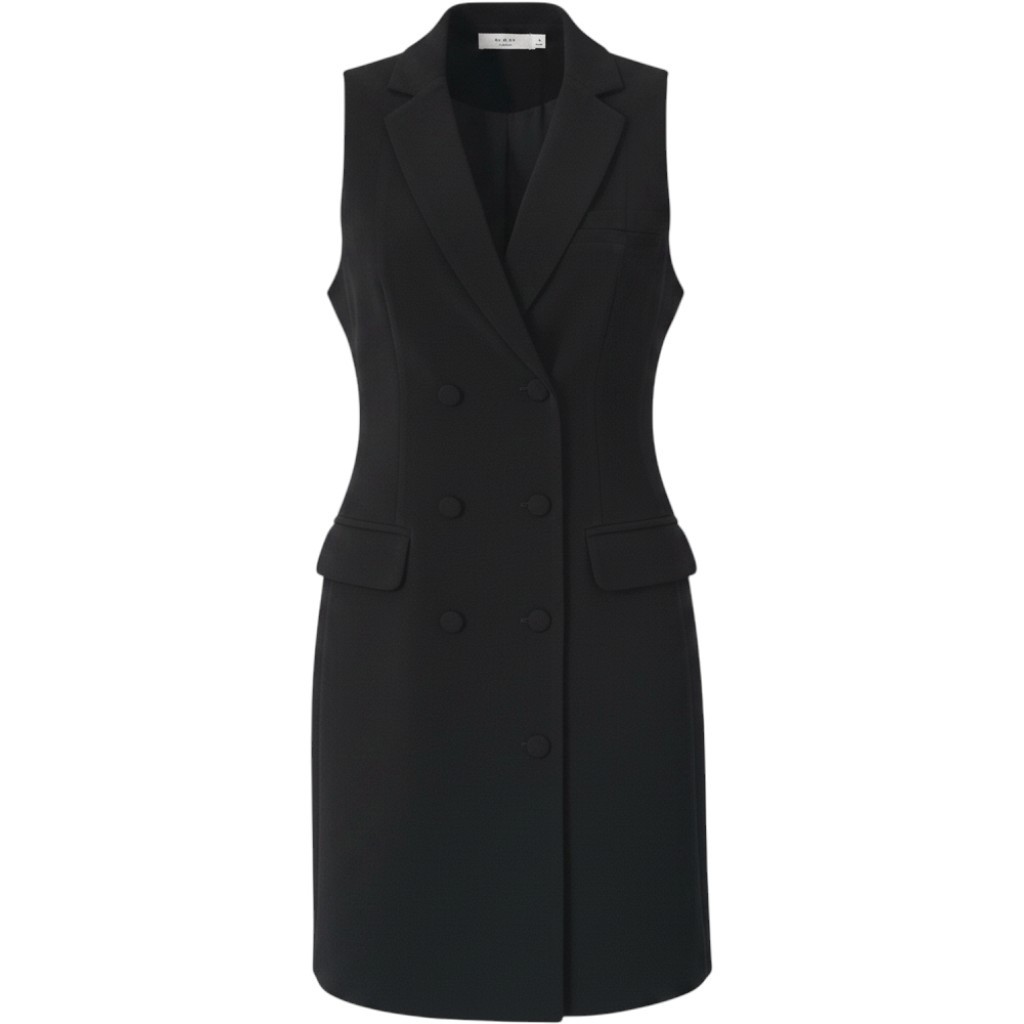 Ali & Jay Blazer Dress Womens M Black Double Breasted Sleeveless Mini Chic Luxe