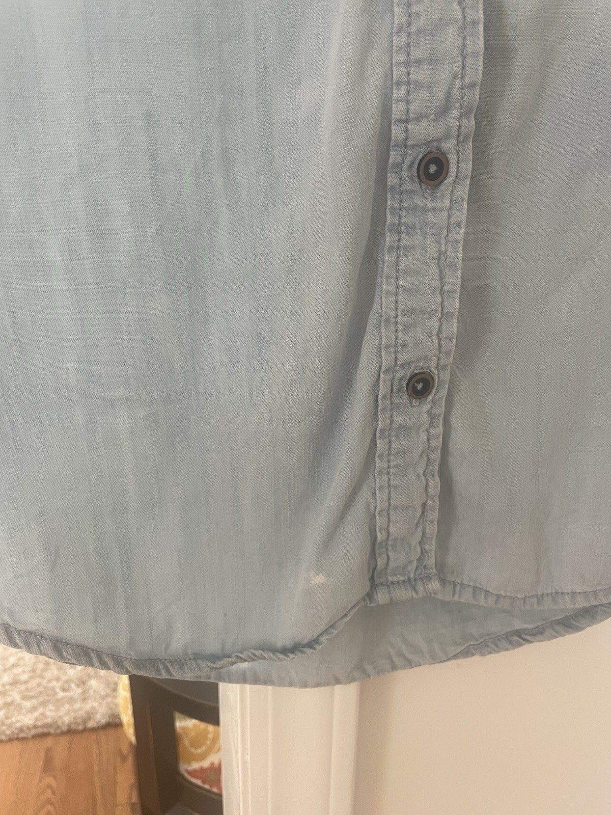 Life In Progress Light Chambray Denim Button Down Shirt Mini Dress Small