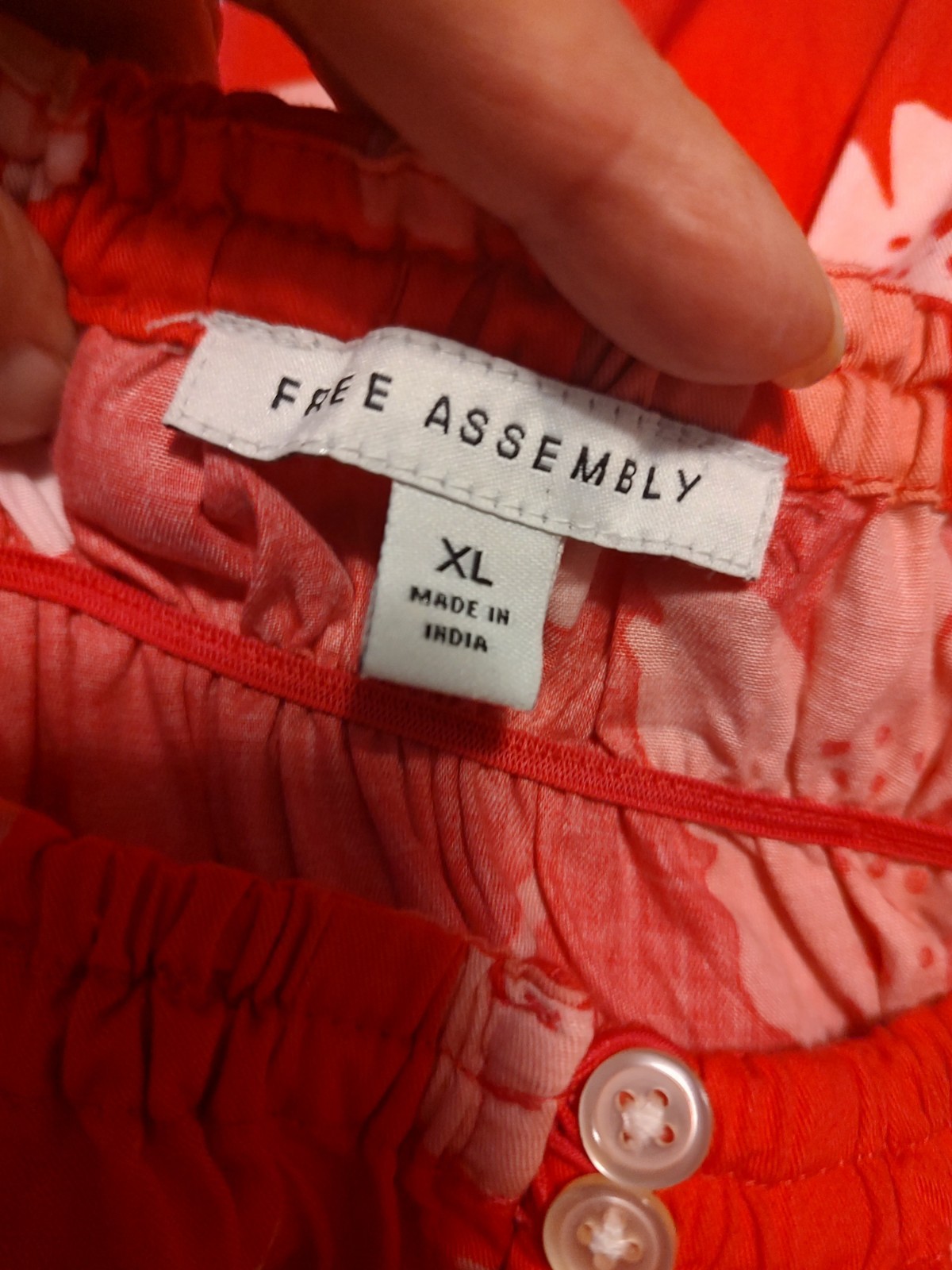 FREE ASSEMBLY Pink Floral Gathered Waist Smocked Detail Long Sleeve Dress Sz XL