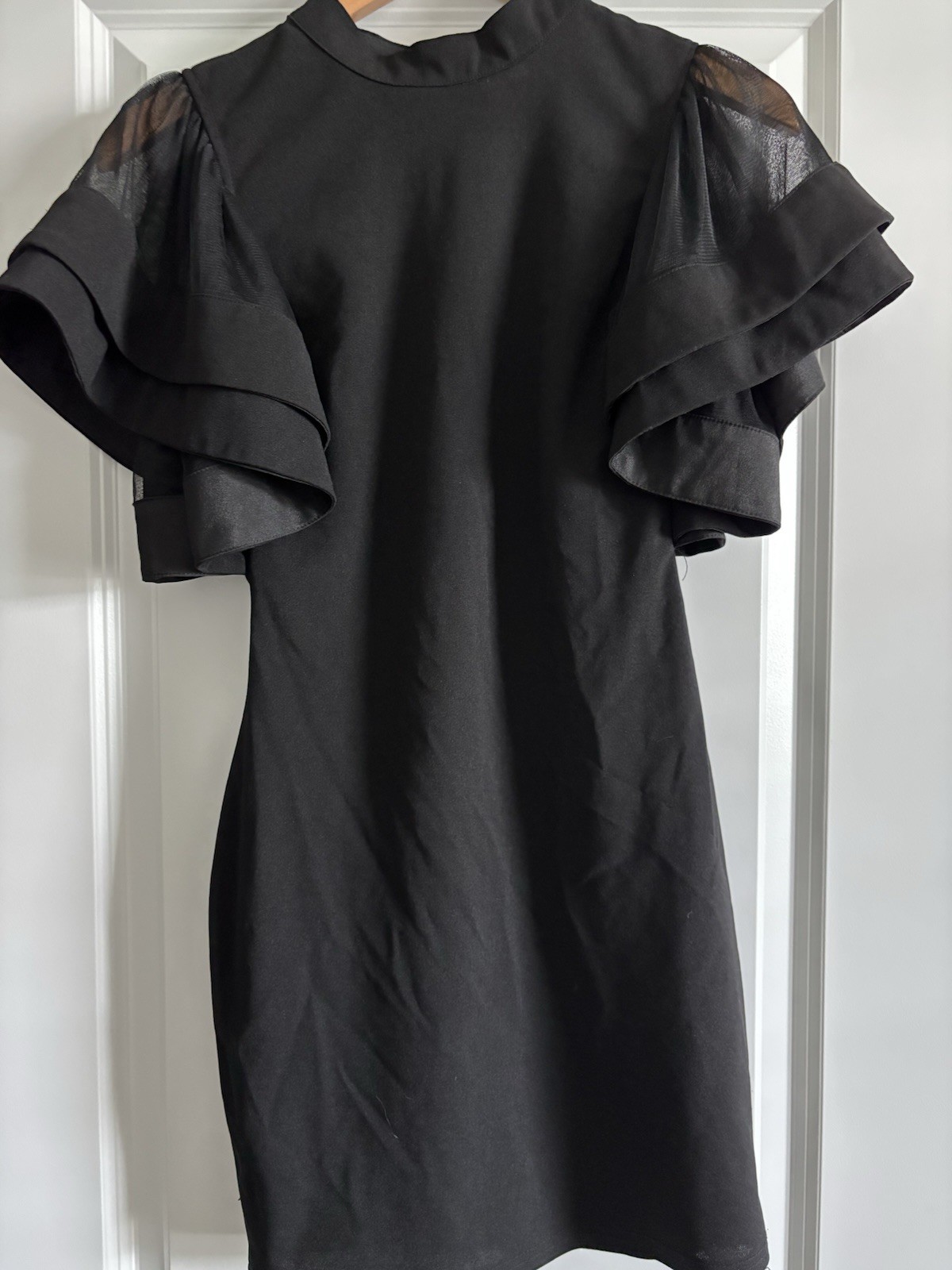 Pink Owl Women’s Black Dress With Ruffled Sleeves Small