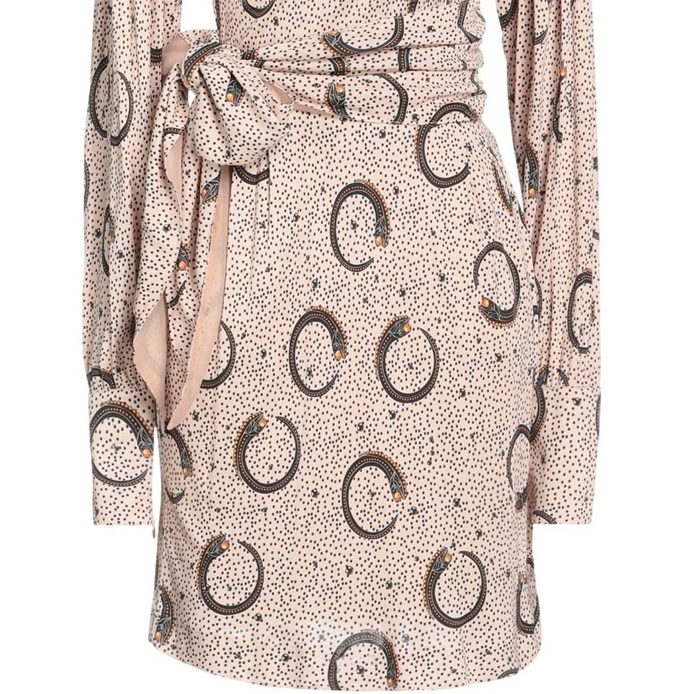 CAVALLI CLASS Dress Sash Waist Snake Print Belted Dress Pink Size 40 RP £622.00