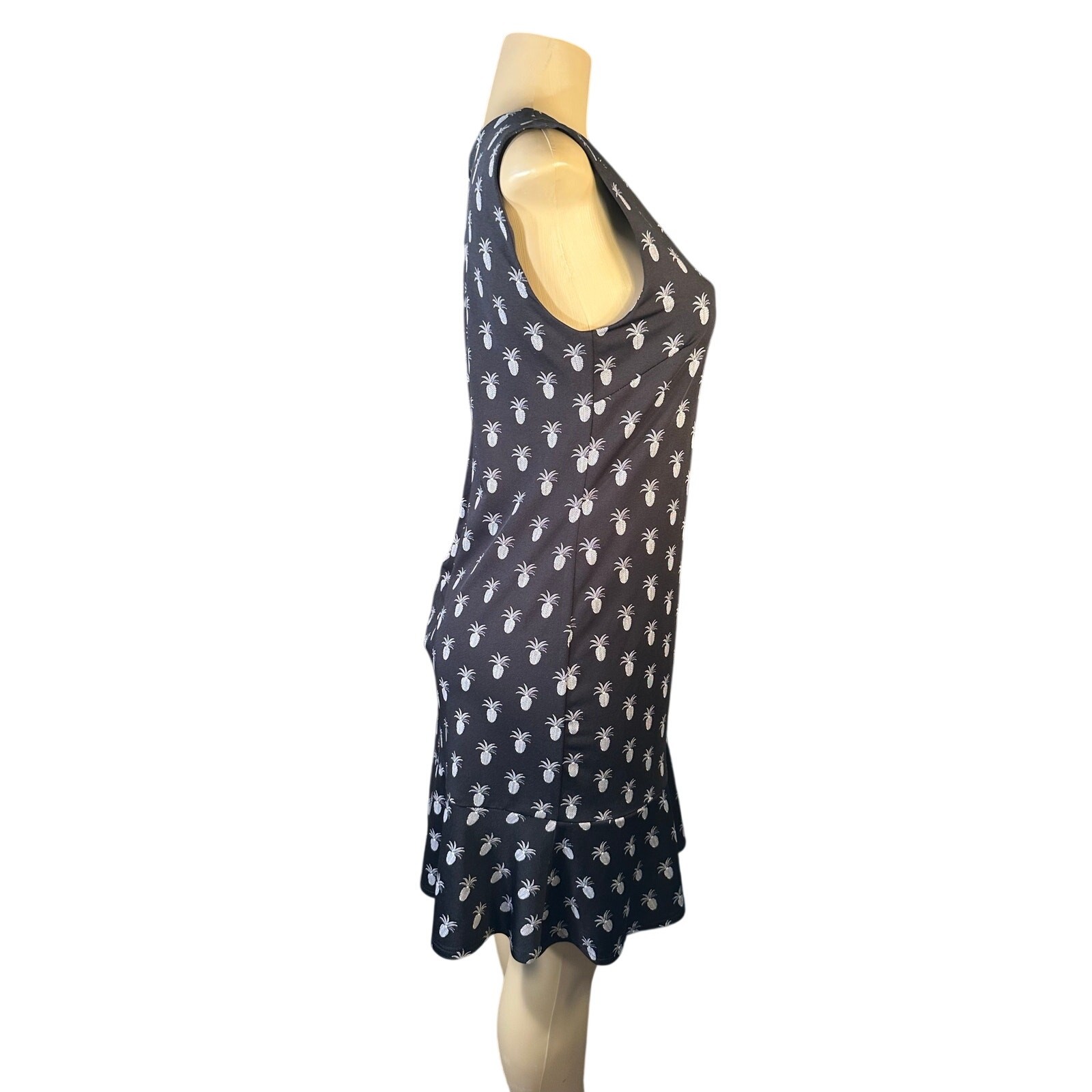 Women M Margaret M Black Pineapple Print Dress Canada Stretchy Office Work