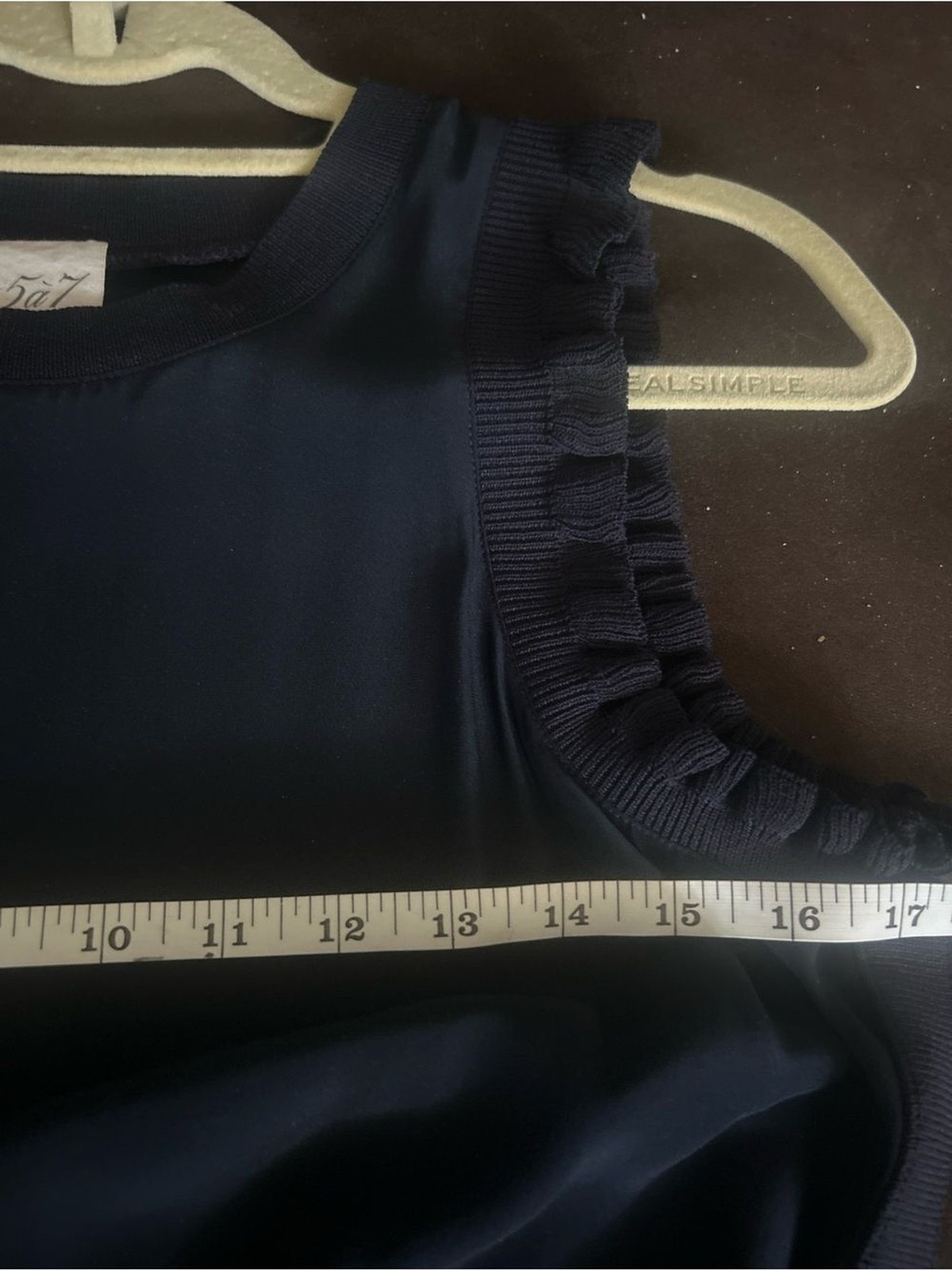 Cinq a Sept Lenora Solid Navy 100% Silk Mini Dress Ruffle office capsule