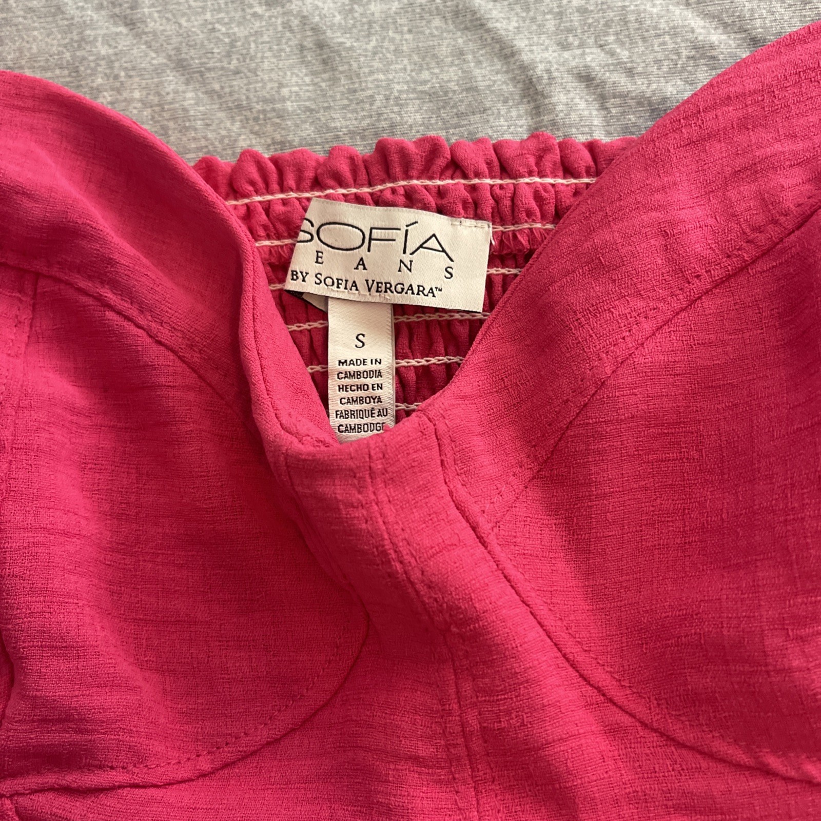 Sofia by Sofia Vergara Pink Ruffle Dress Womens Size Small Tied Shoulders Barbie