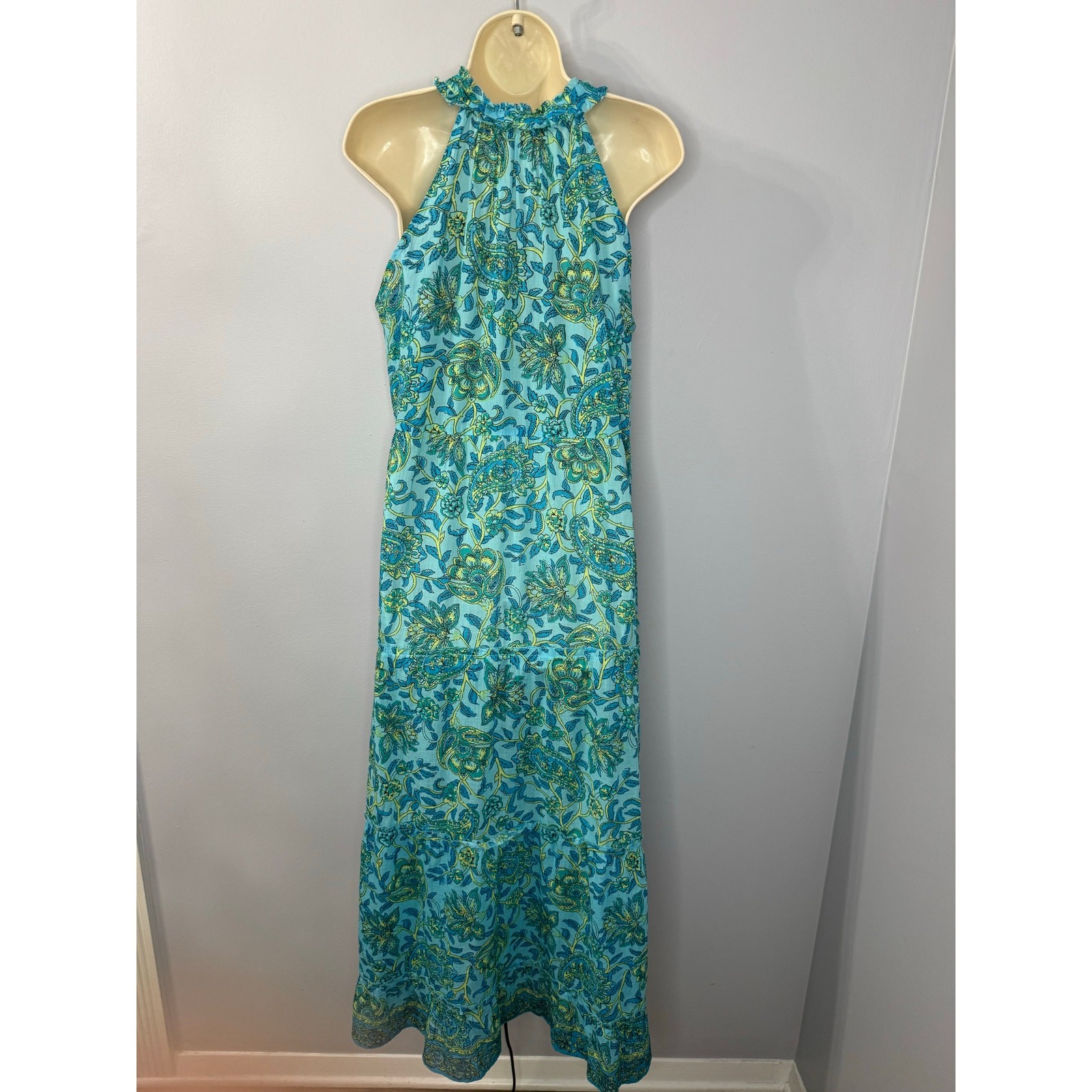 Lola Australia Teal Blue Sleeveless Midi Dress Pullover Beach Vacation Relax
