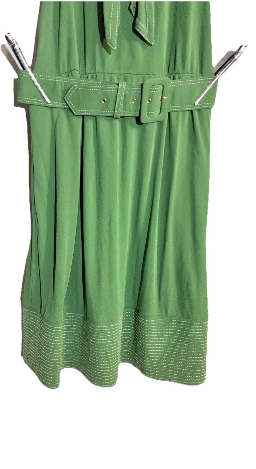Tibi Womans Retro Belted Cocktail Dress Sz 2 Green Tie Bow Party Wedding Resort