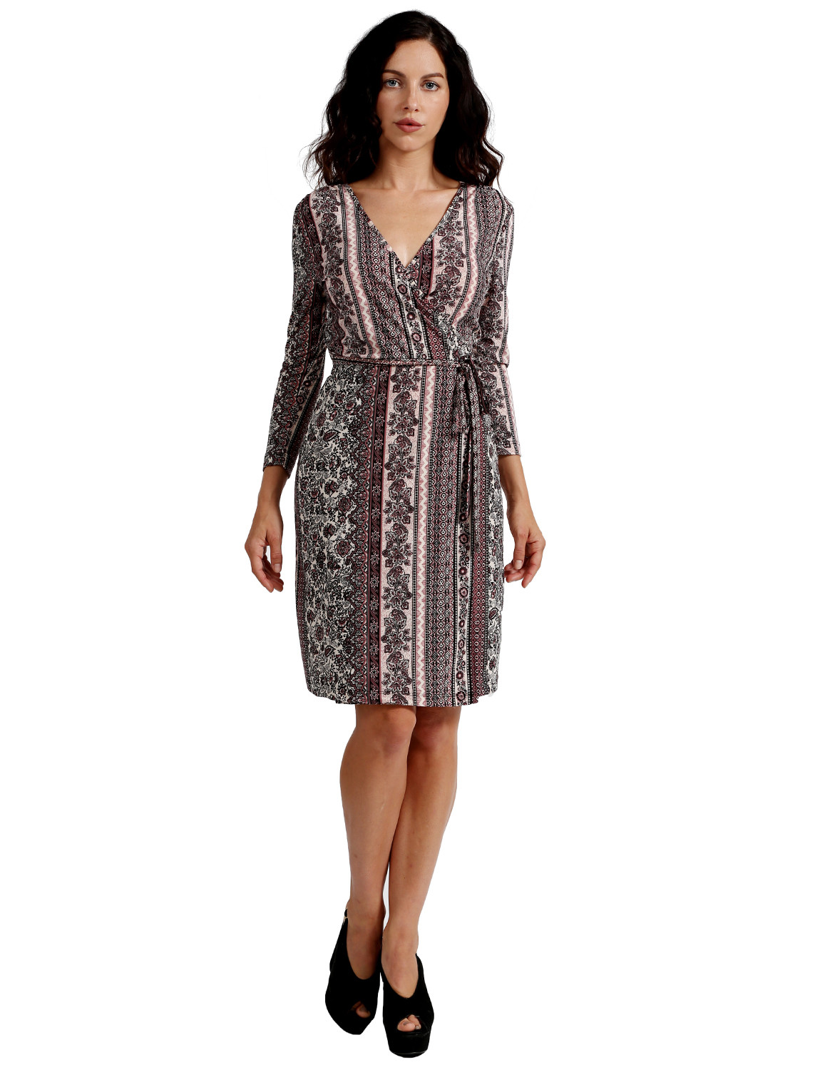 NE PEOPLE Womens Sexy Basic Brushed Print Wrap Dress Made in USA [NEWDR92]
