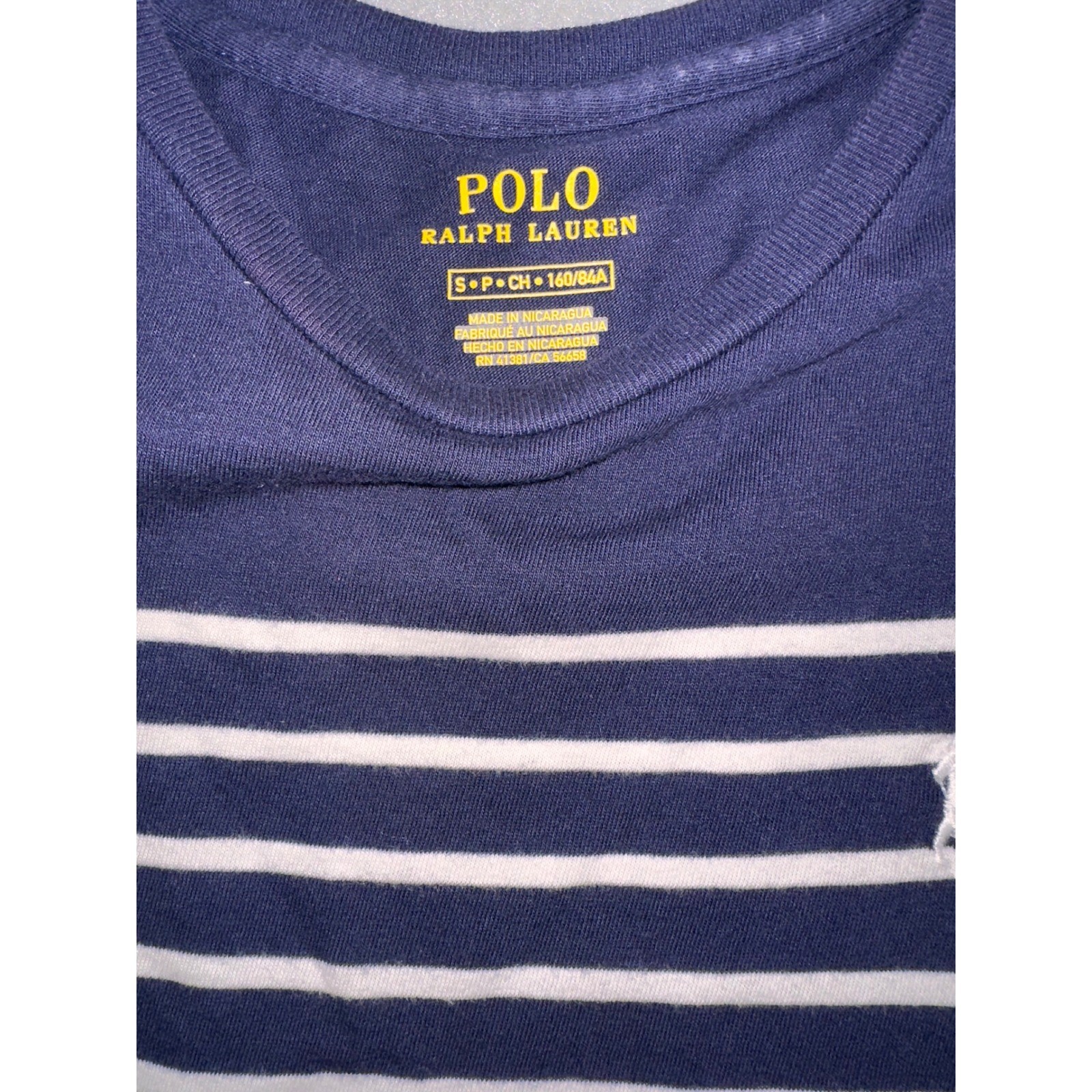 Polo Ralph Lauren Womens Navy Blue White Striped T-Shirt Dress Small S Pony Logo