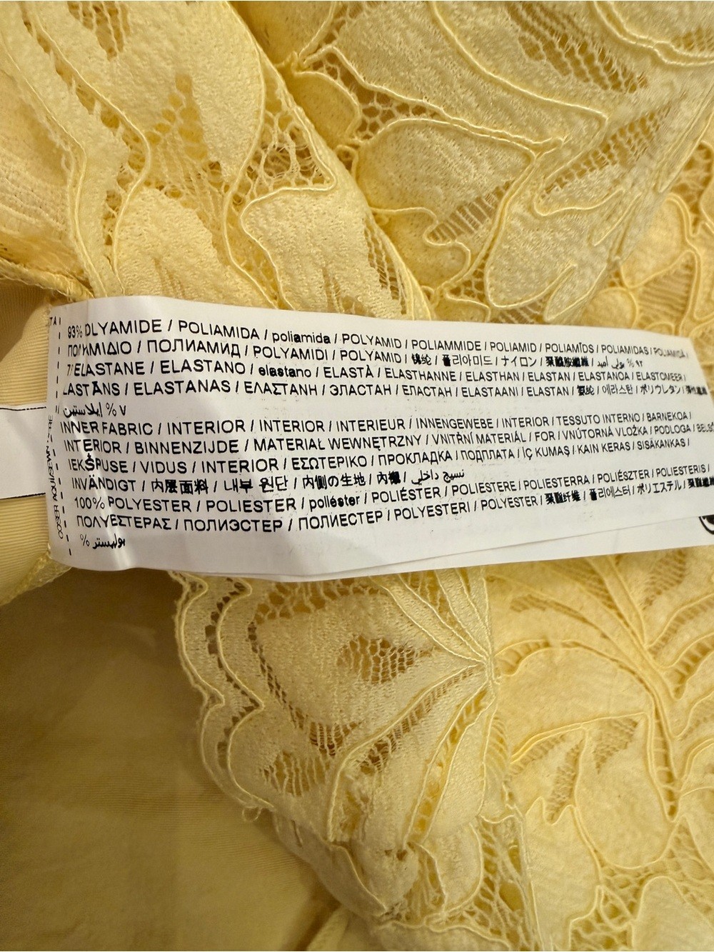 MNG Mango Yellow Lace Strapless Mini Dress NWT Size Medium