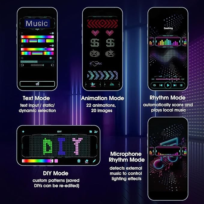 Customizable LED Light Up Glasses with Bluetooth, APP Controlled, for party