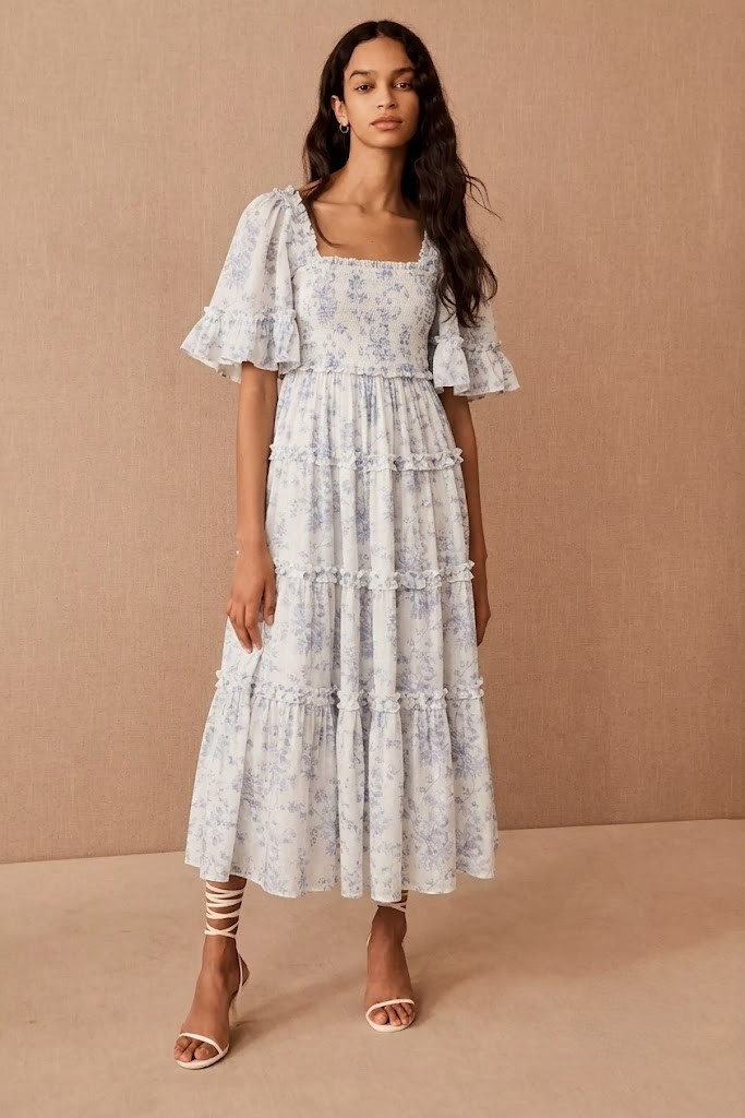 NWT Needle & Thread Bijou Rose Floral Ditsy Smocked Midaxi Ankle Gown Dress 18
