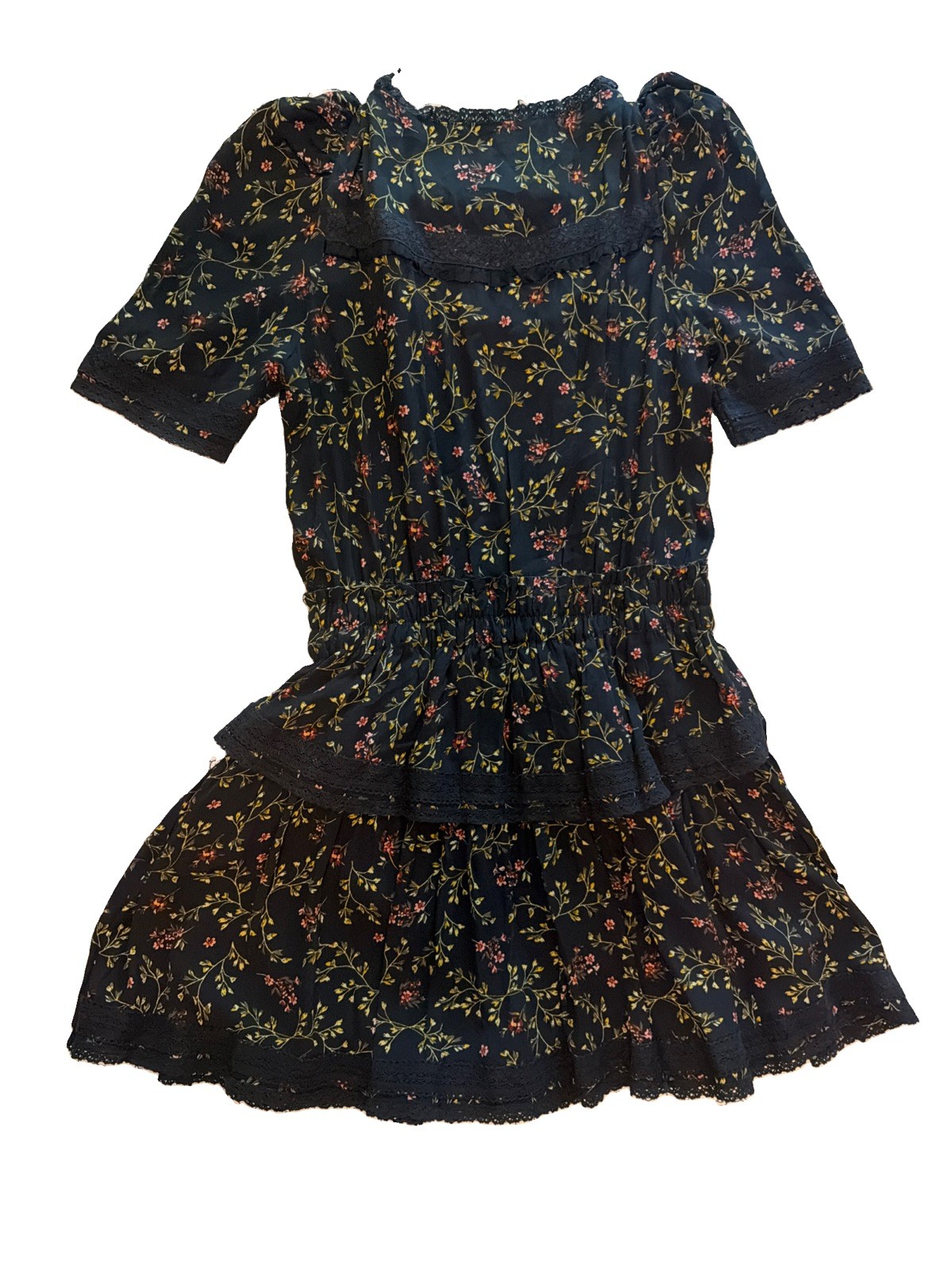 Eye of The Needle Black Multicolor Short Sleeve Dress