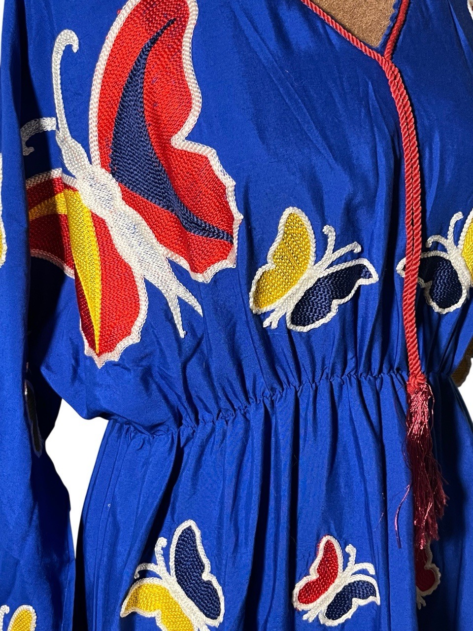 NEVER WORN Handmade In Egypt Butterfly Dress With Bell Sleeves- Small