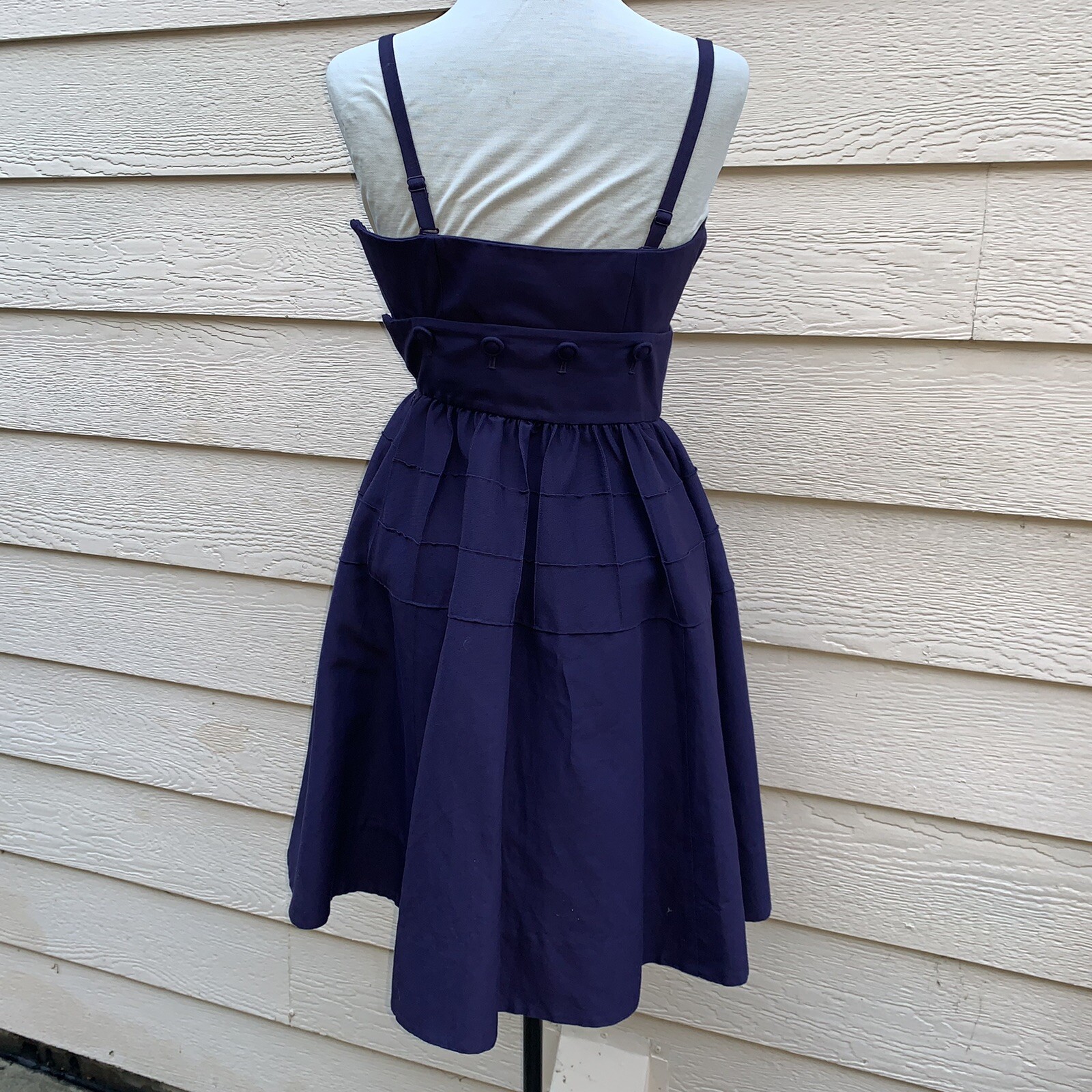 Anthropologie Maeve Belted Button Dress Spaghetti Strap Purple Short Cocktail 0P