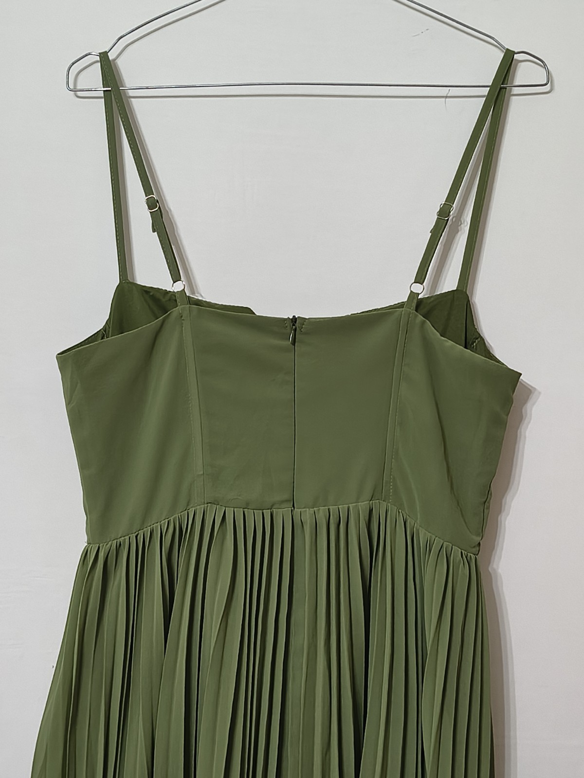Green Pleated Evening Dress