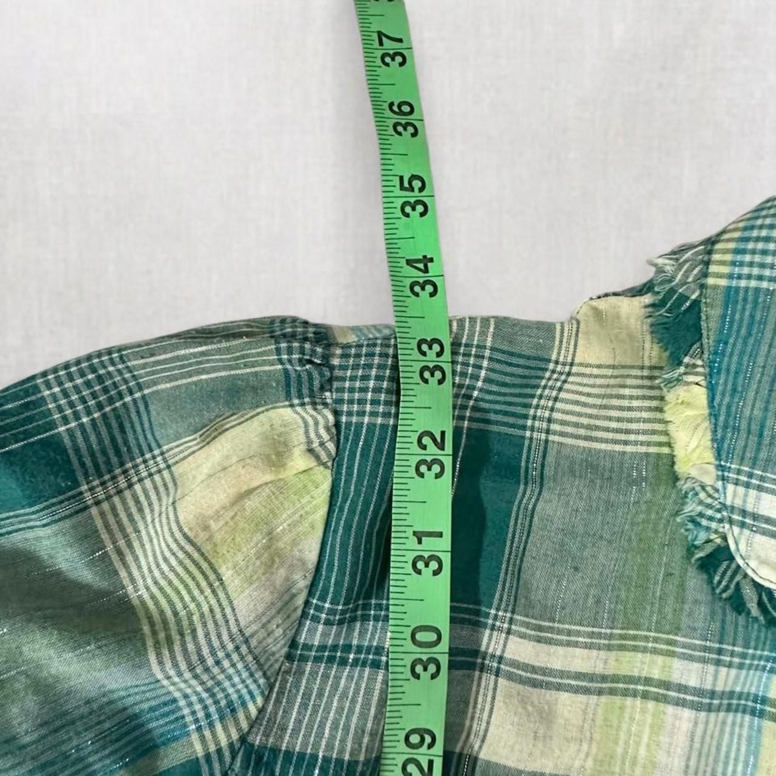 Grunge Style Green and White Plaid Collared Button Midi Dress
