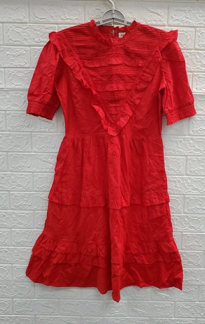 New DOWNEAST Be Mine Tiered 100% Cotton Dress True Red Size M