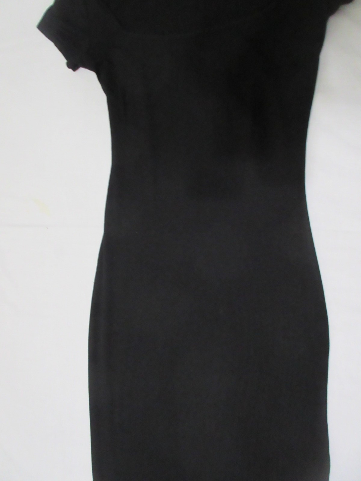 SYM – See You Monday, Vintage Black Ribbed Side Split Fitted Maxi Dress, Size LG