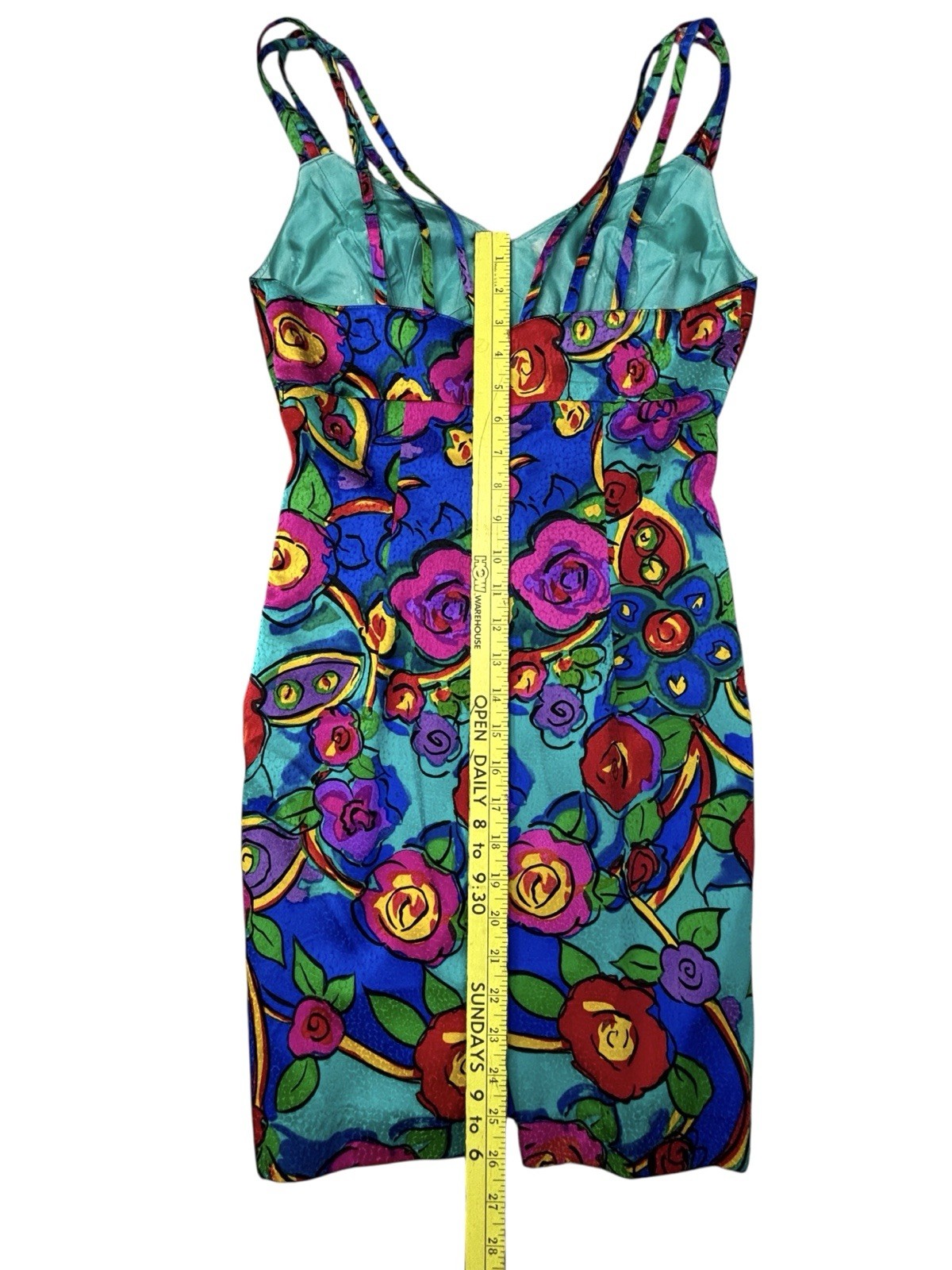 Vintage A.J. Bari 100% Silk Multicolor Floral Sleeveless Mini Dress Short Small