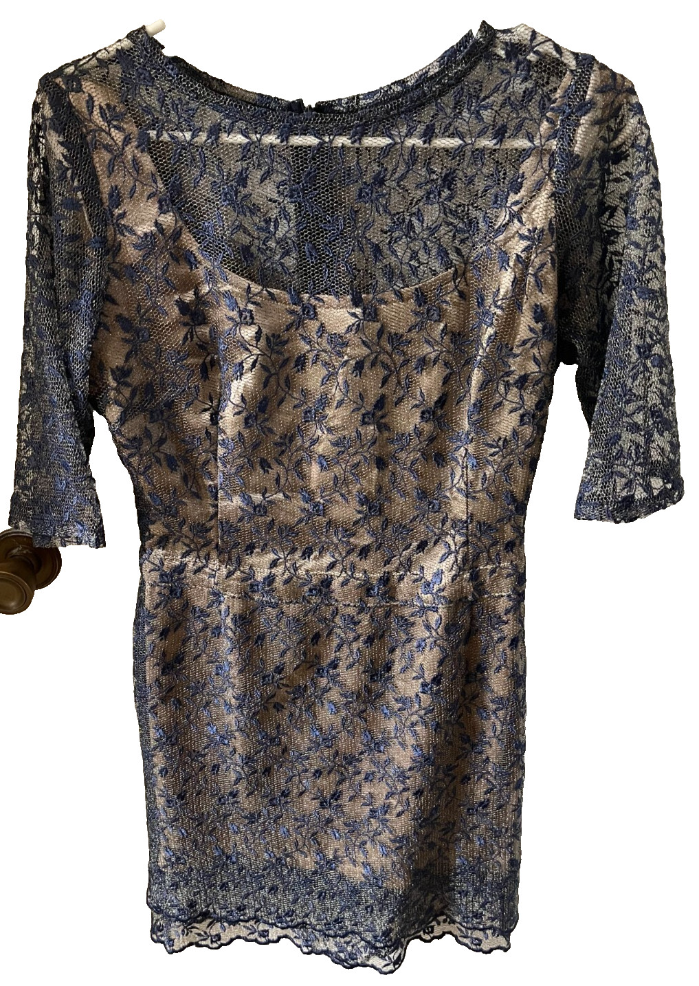 Bogota Colombia MYRIAM APONTE DESIGNS Purple Flowers Overlay DRESS Size S Small