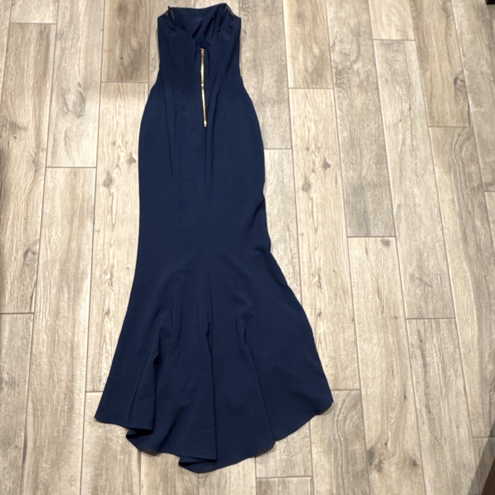 Maria Bianca Nero Navy Blue Strapless Long Gown Dress Zip Size 0 / Event