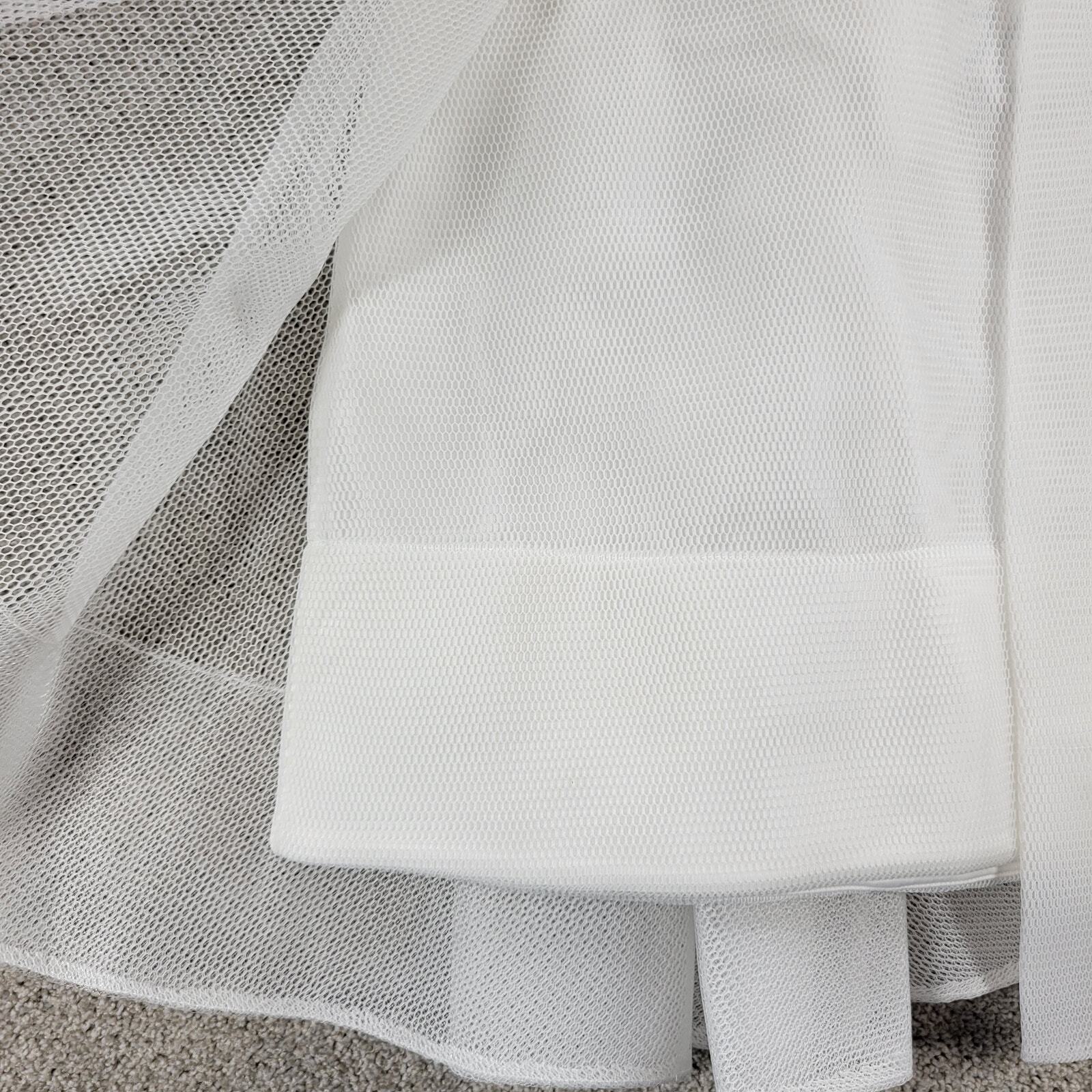 Blithe LA Nylon Mesh Dress Womens S White Sheer Lined V Neck Banded Prom New