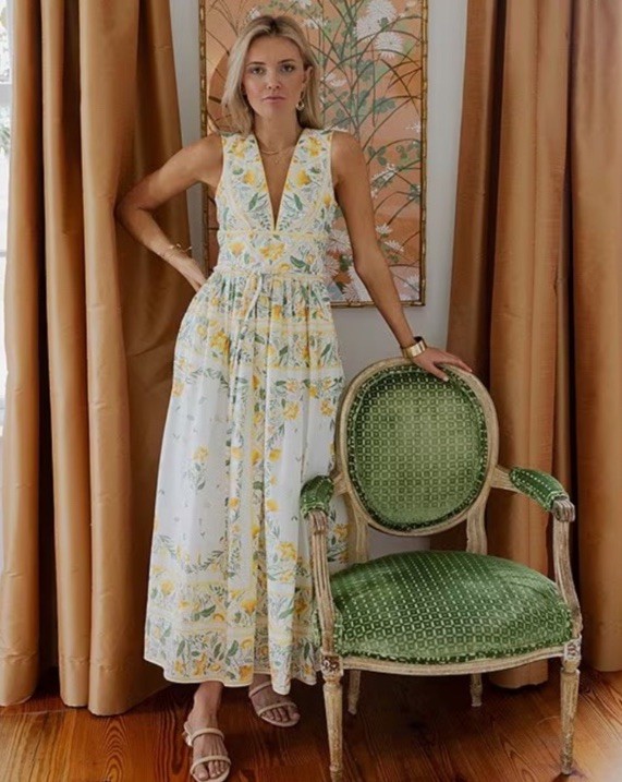Antonio Melani Style by Simkins Hannah Yellow Floral Maxi Dress Belted NWT SZ 0