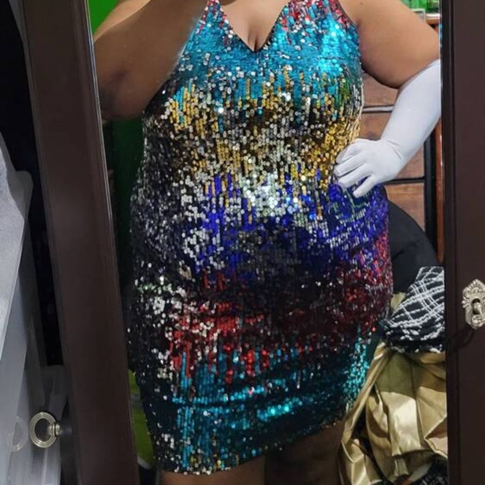 SHEIN CURVE+ Plus Colorblock Sequin Bodycon Party Glam Dress NWT