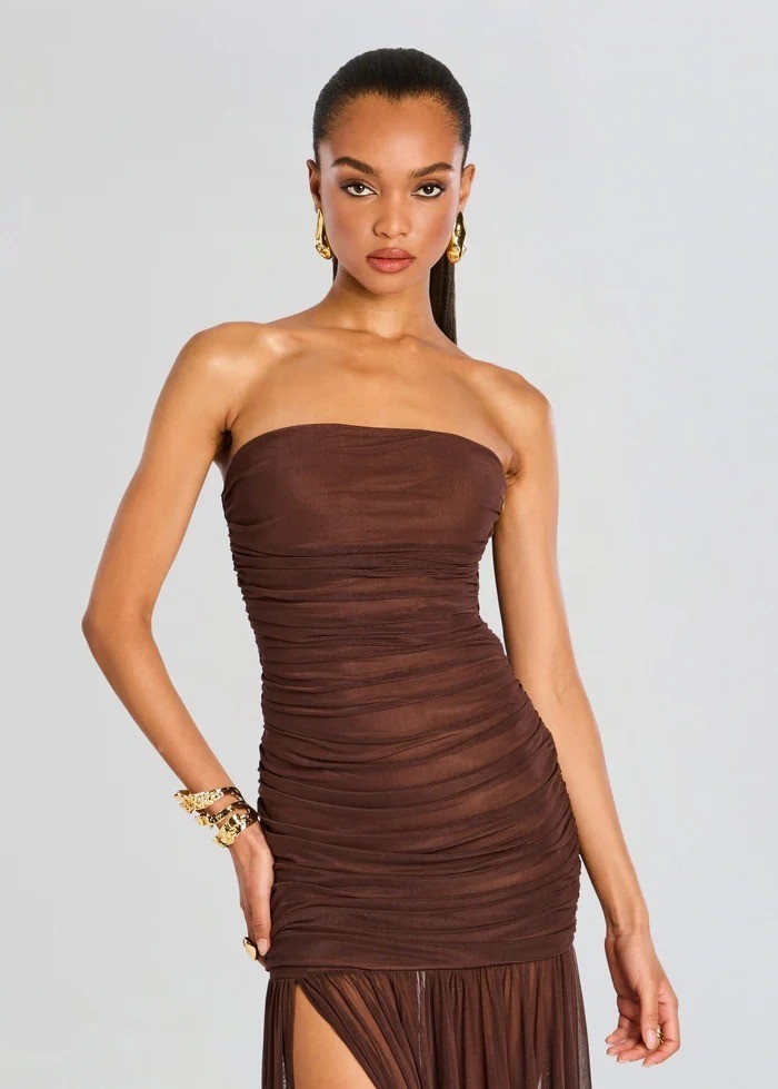retrofete Adele Dress in Dark Chocolate Medium New Womens Long Maxi Gown