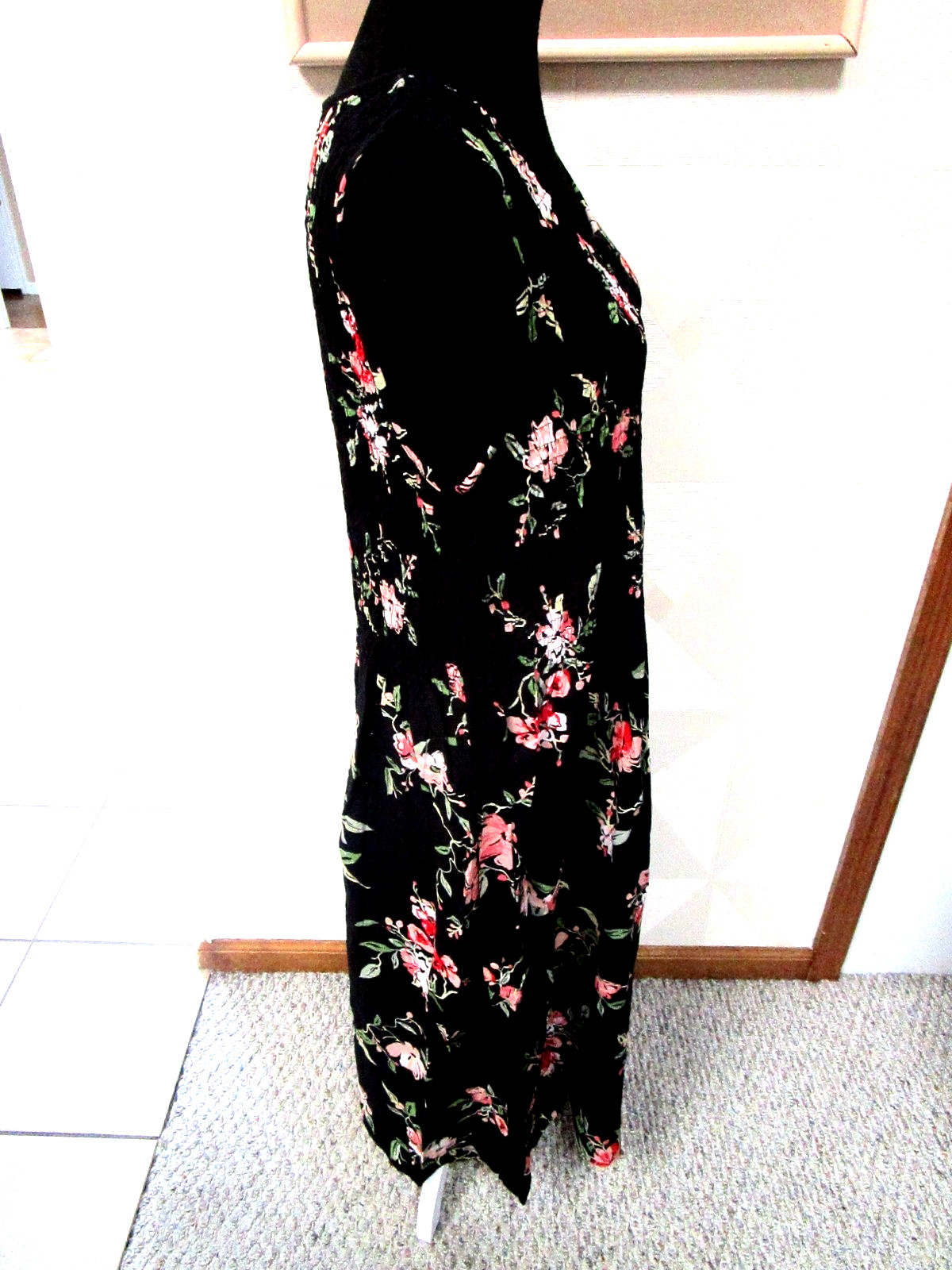CROFT&BARROW-BLACK/MULTI-FLORAL-SMOCK-SLEEVELESS-POCKET-MAXI DRESS-SIZE-XXL-NEW